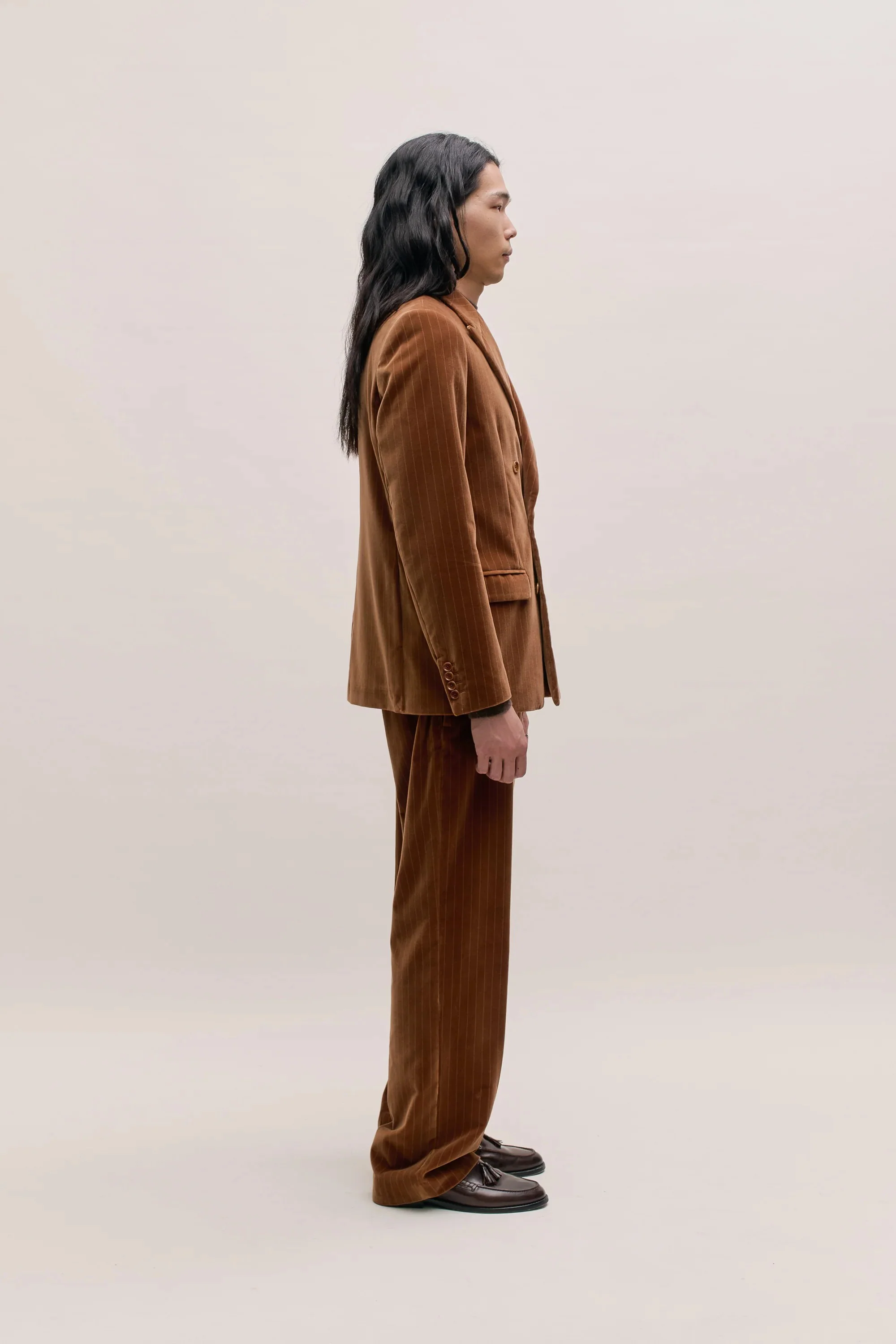Double-Breasted Peak Blazer Buckthorn Velvet - Image 4