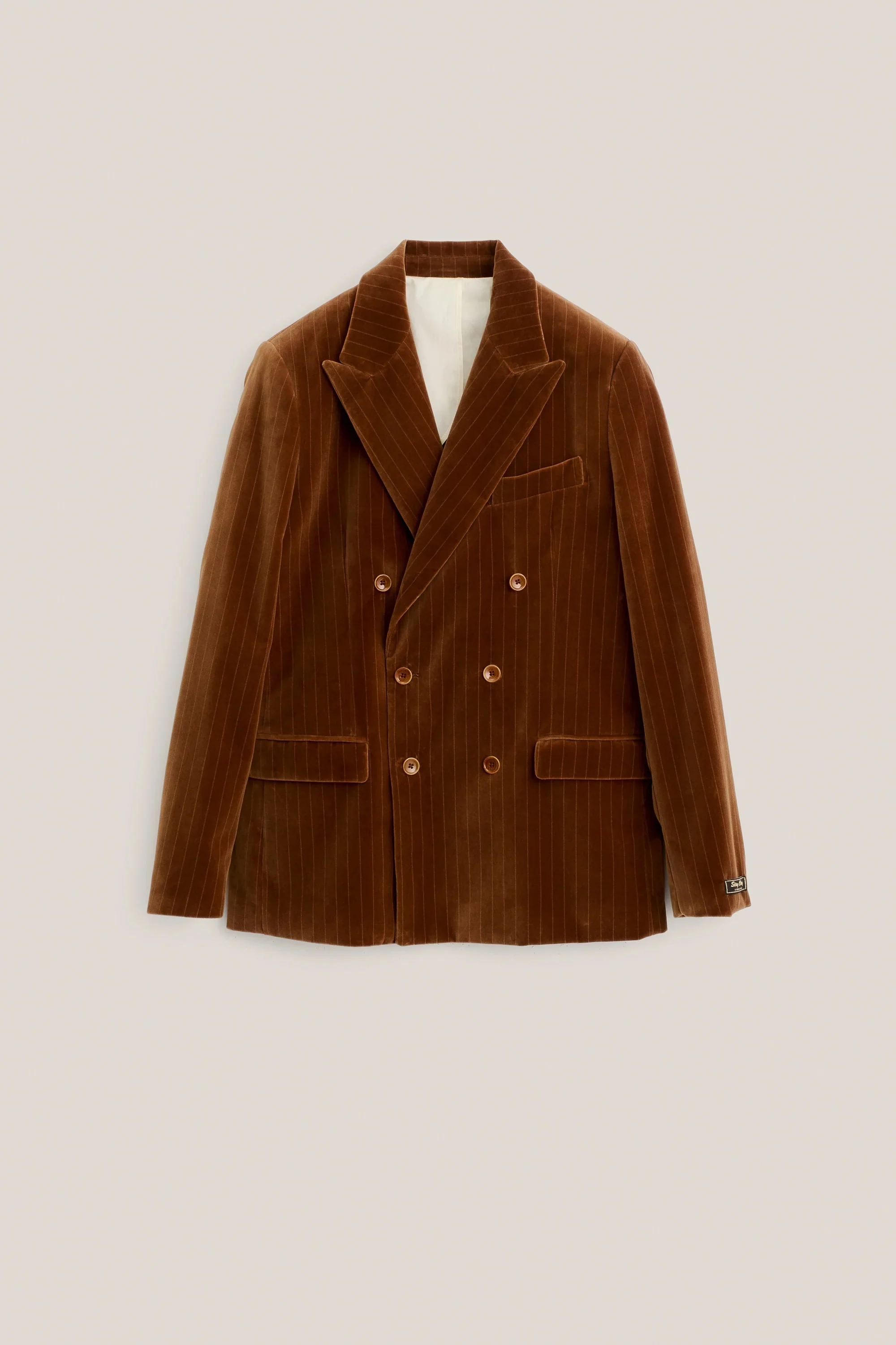 Double-Breasted Peak Blazer Buckthorn Velvet - Image 7