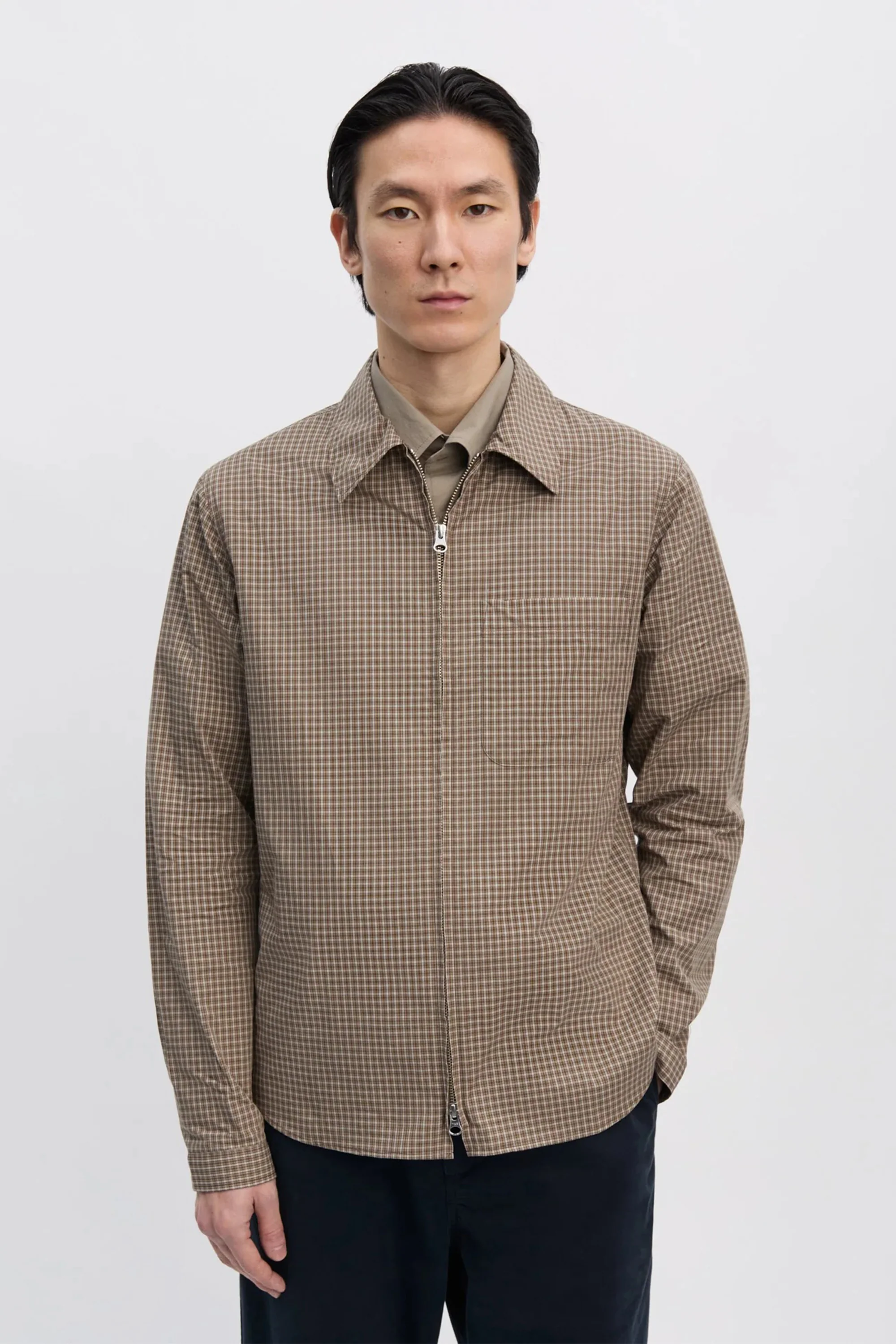 Another Zip Shirt 1.0 JPN Khaki Brown Check - Image 2