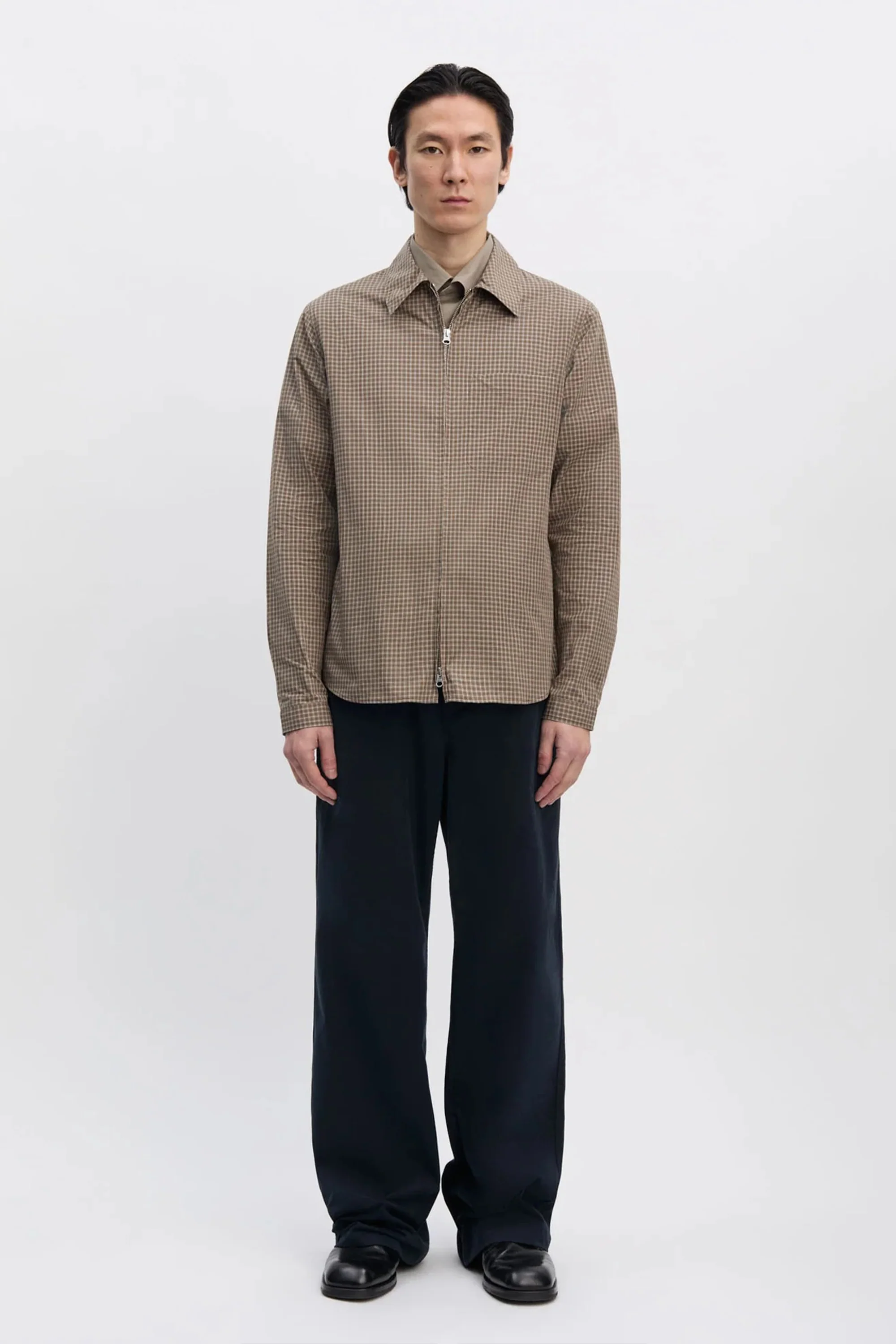 Another Zip Shirt 1.0 JPN Khaki Brown Check - Image 3