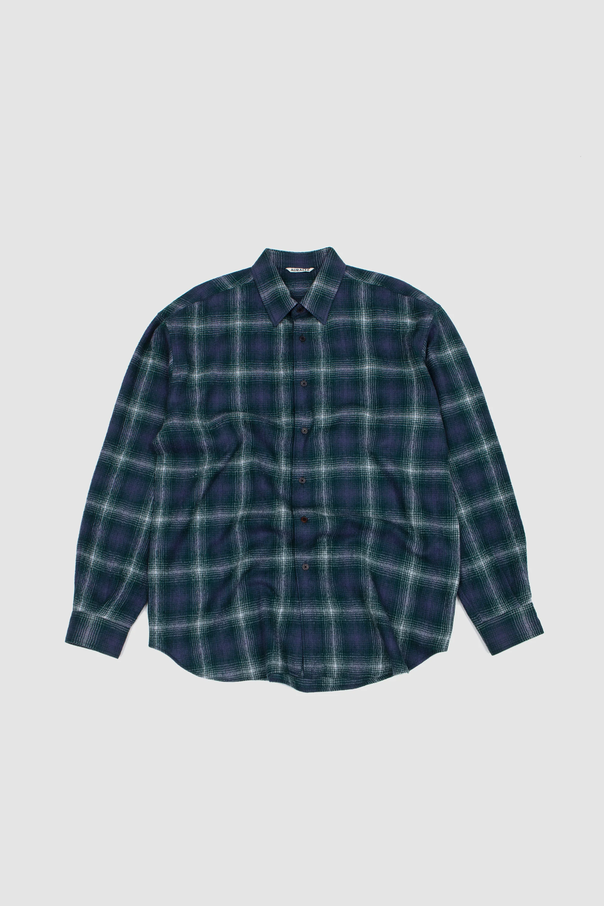 Airy Wool Check Shirt Forest Green/Navy - Image 2