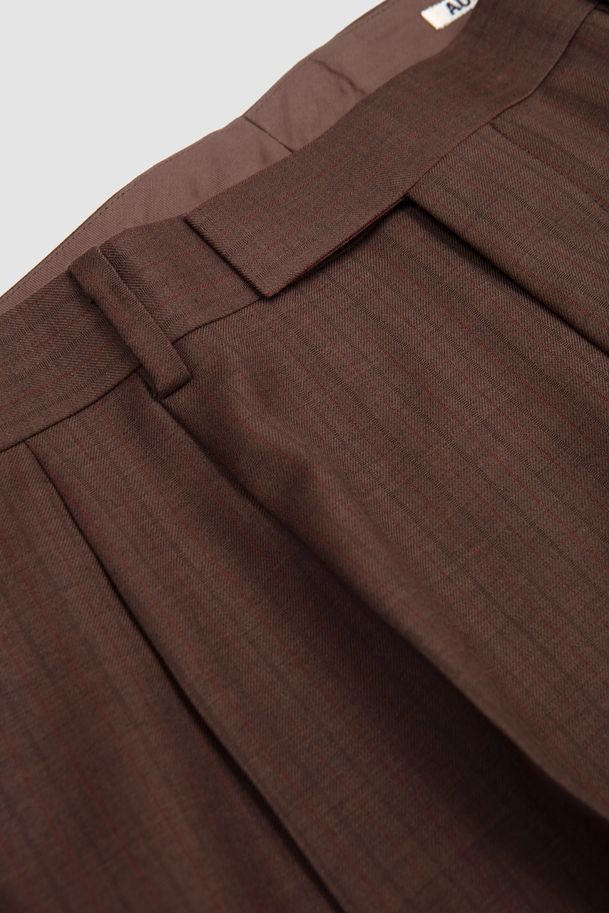Bluefaced Wool 2Tuck Slacks Brown/Red Stripes - Image 3
