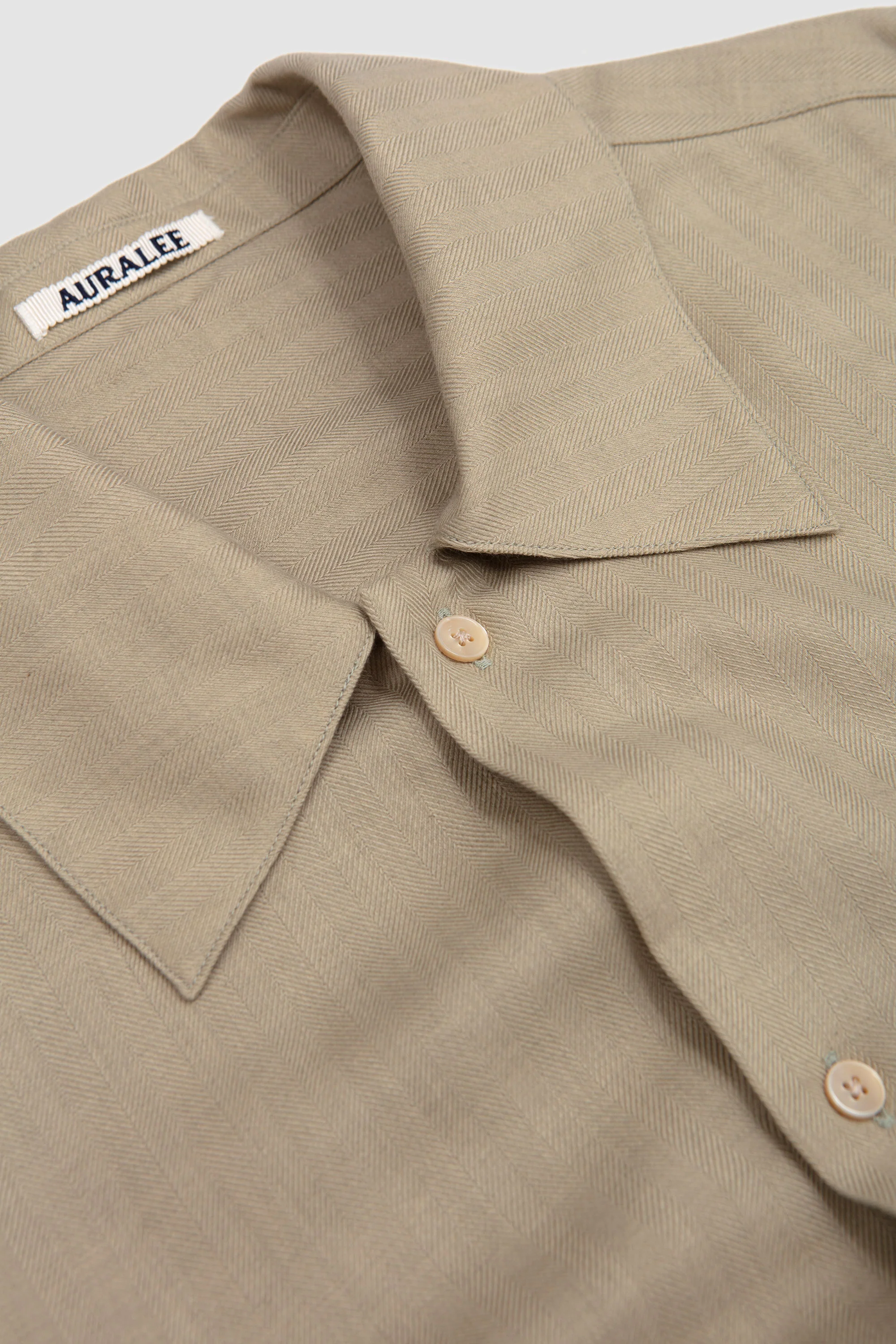 Cotton-Cashmere Herringbone Shirt Light Khaki - Image 3