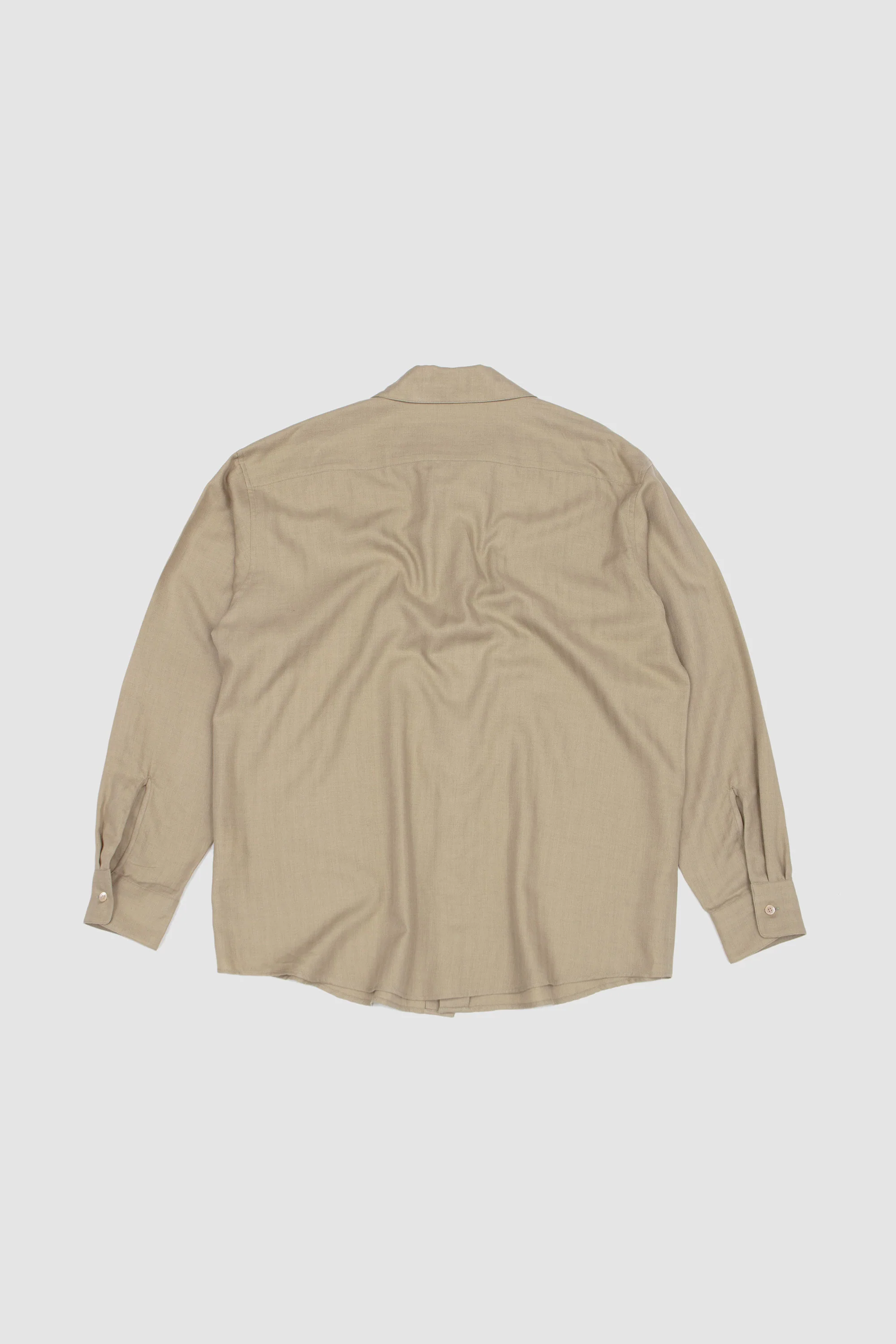 Cotton-Cashmere Herringbone Shirt Light Khaki - Image 5