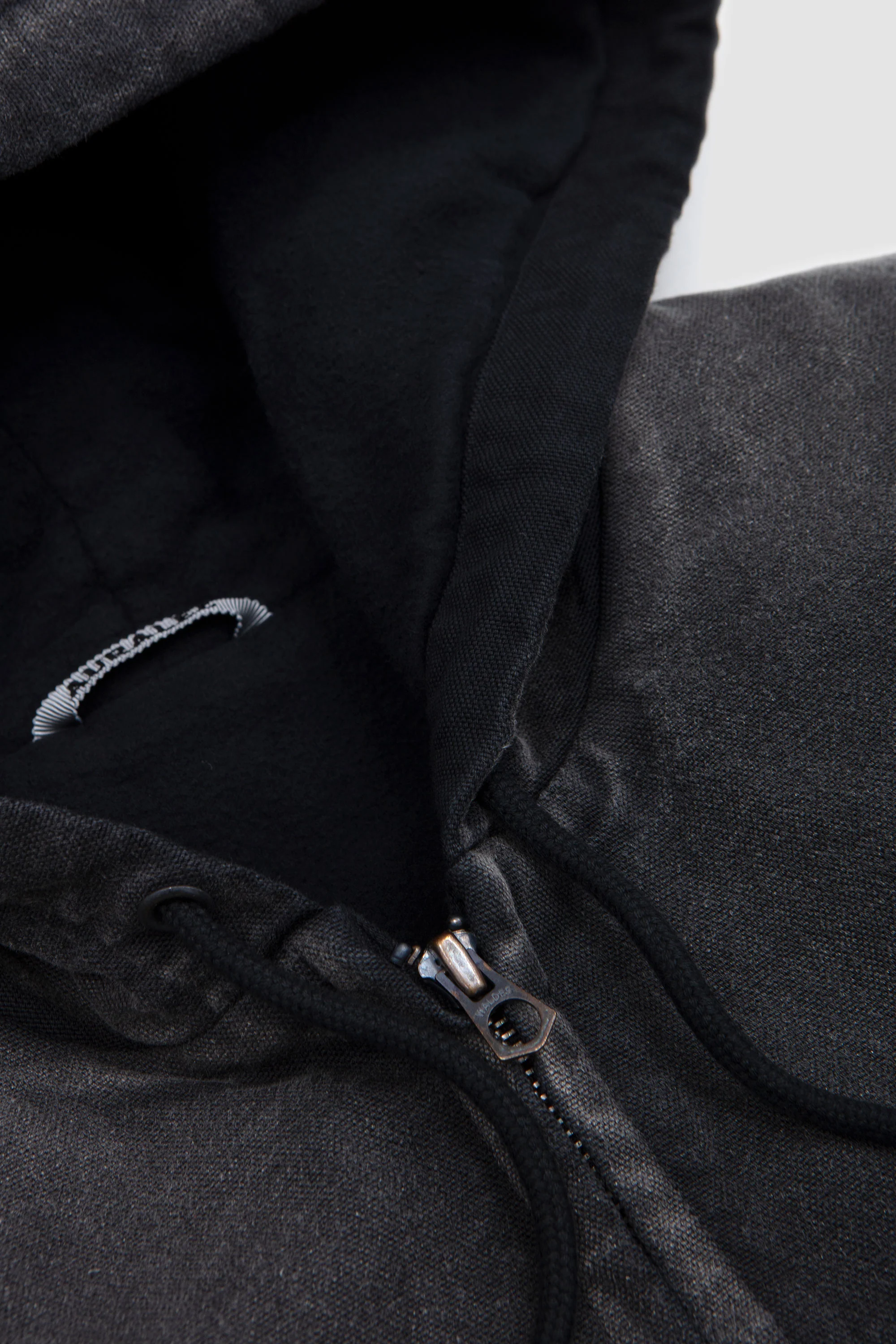 Product Dyed Cotton Short Zip Parka Black - Image 3