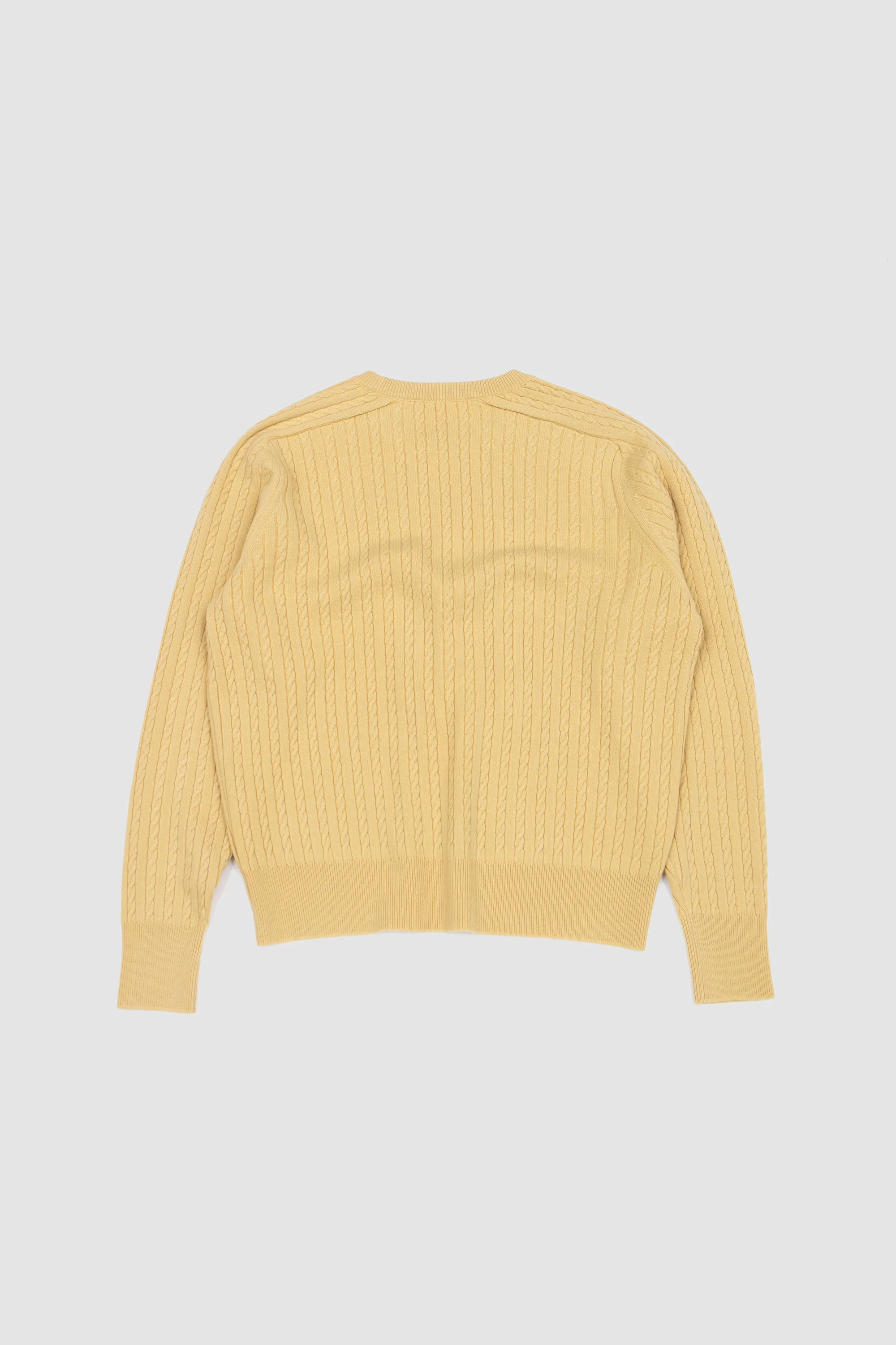 Super Fine Wool Aran Knit Yellow/Beige - Image 5