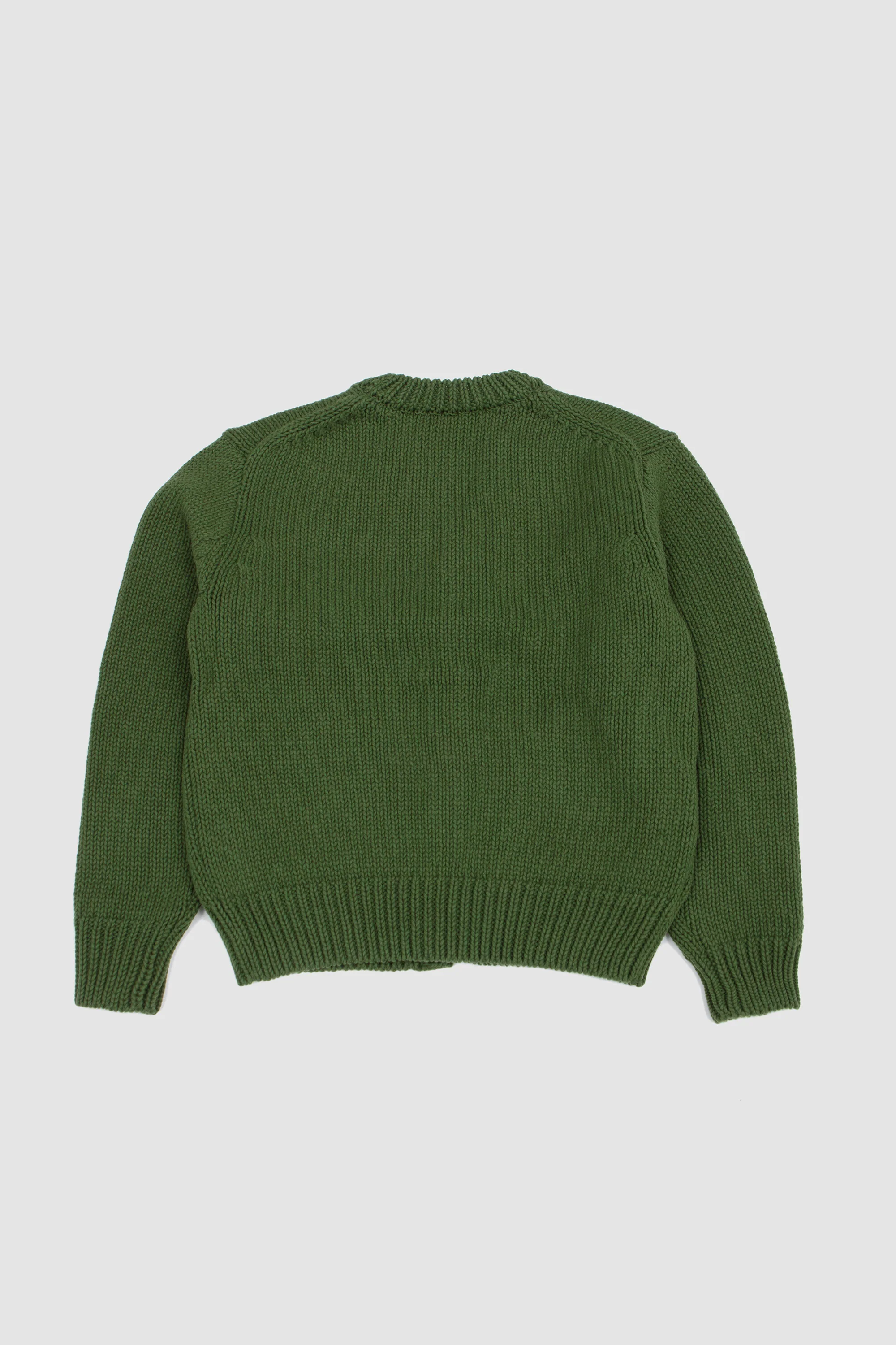 Wool Cashmere Felted Knit Cardigan Olive - Image 5