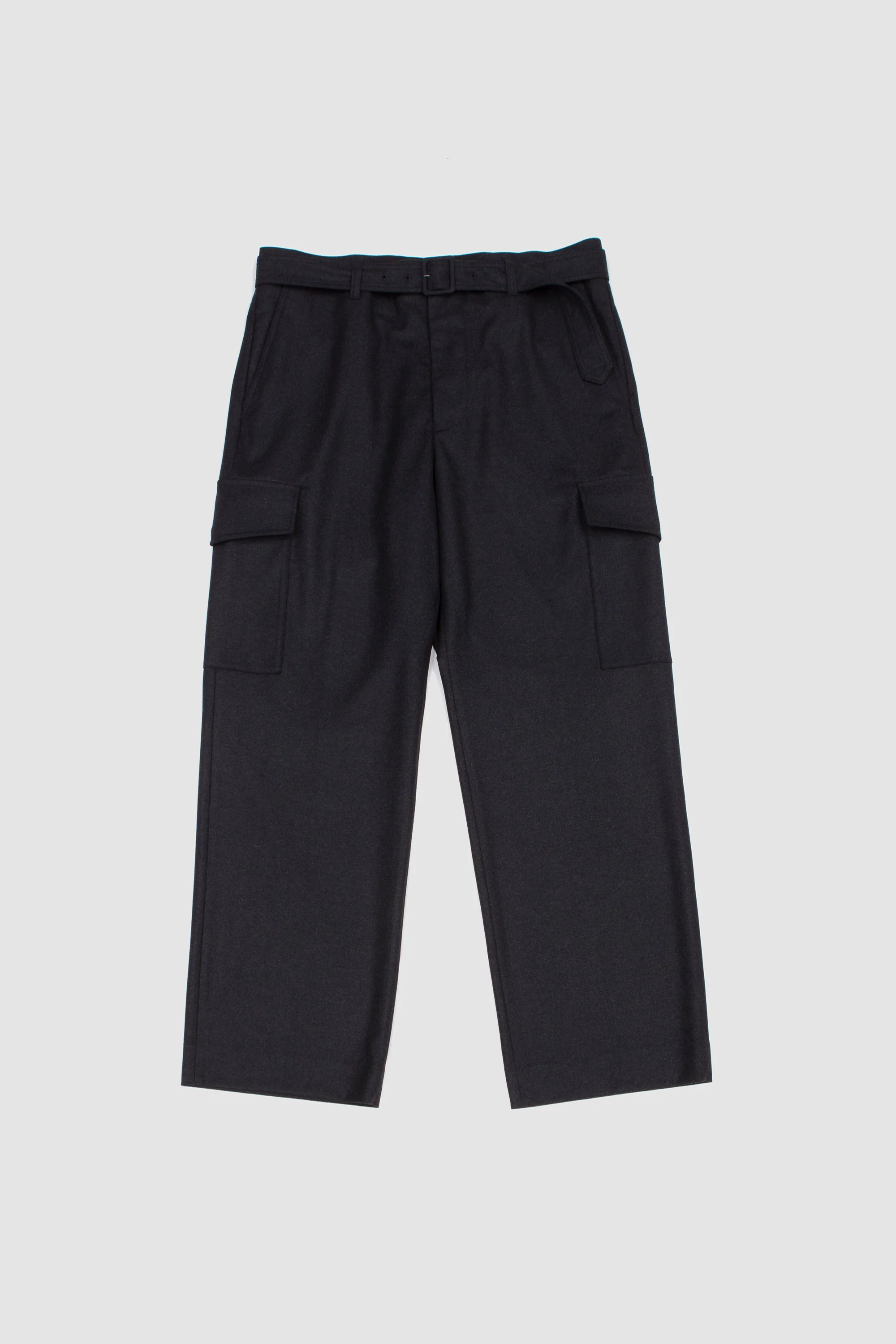 Wool Fulling Flannel Cargo Slacks Top Charcoal