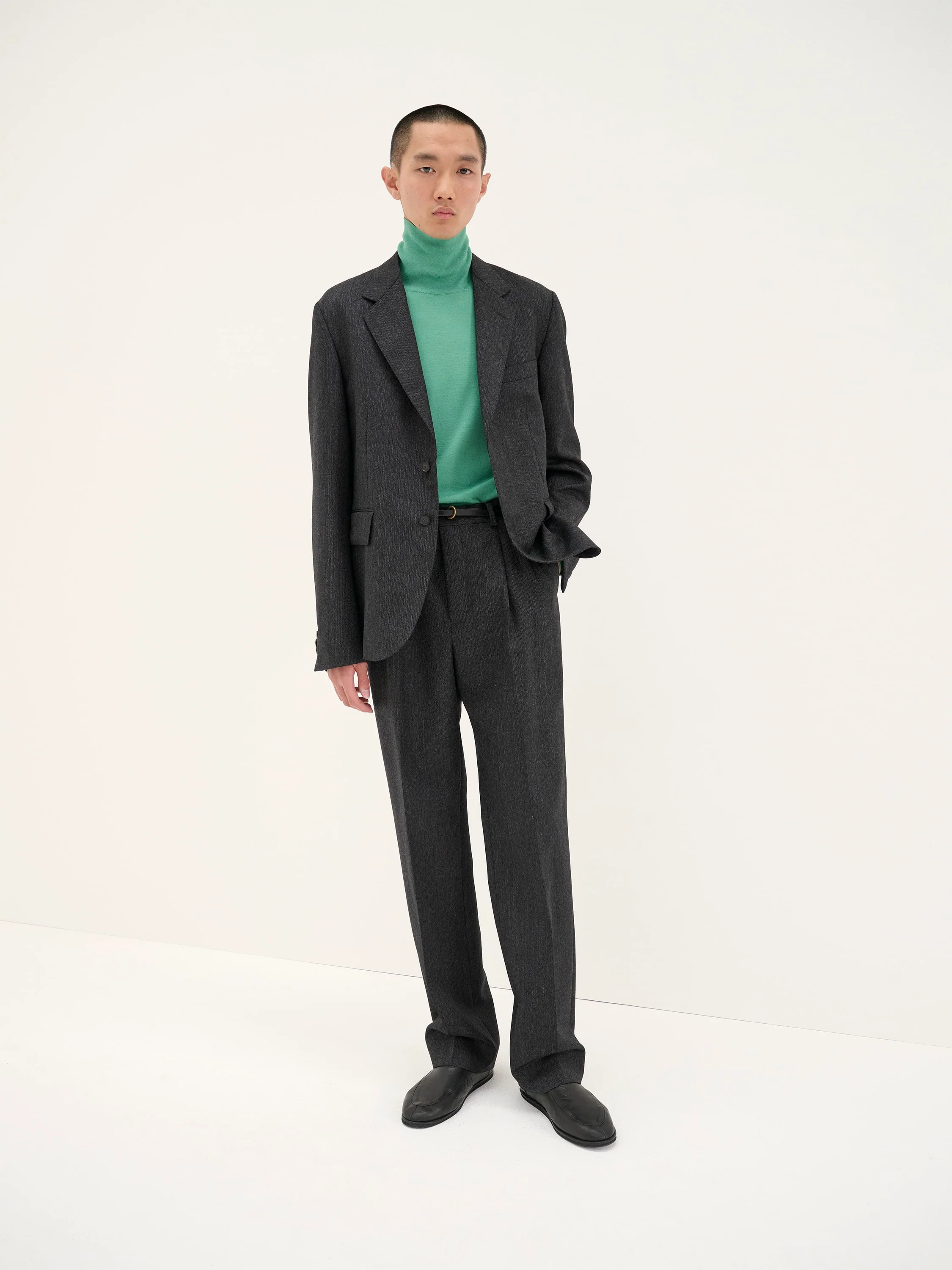 Bluefaced Wool Dobby Over Jacket Charcoal - Image 6