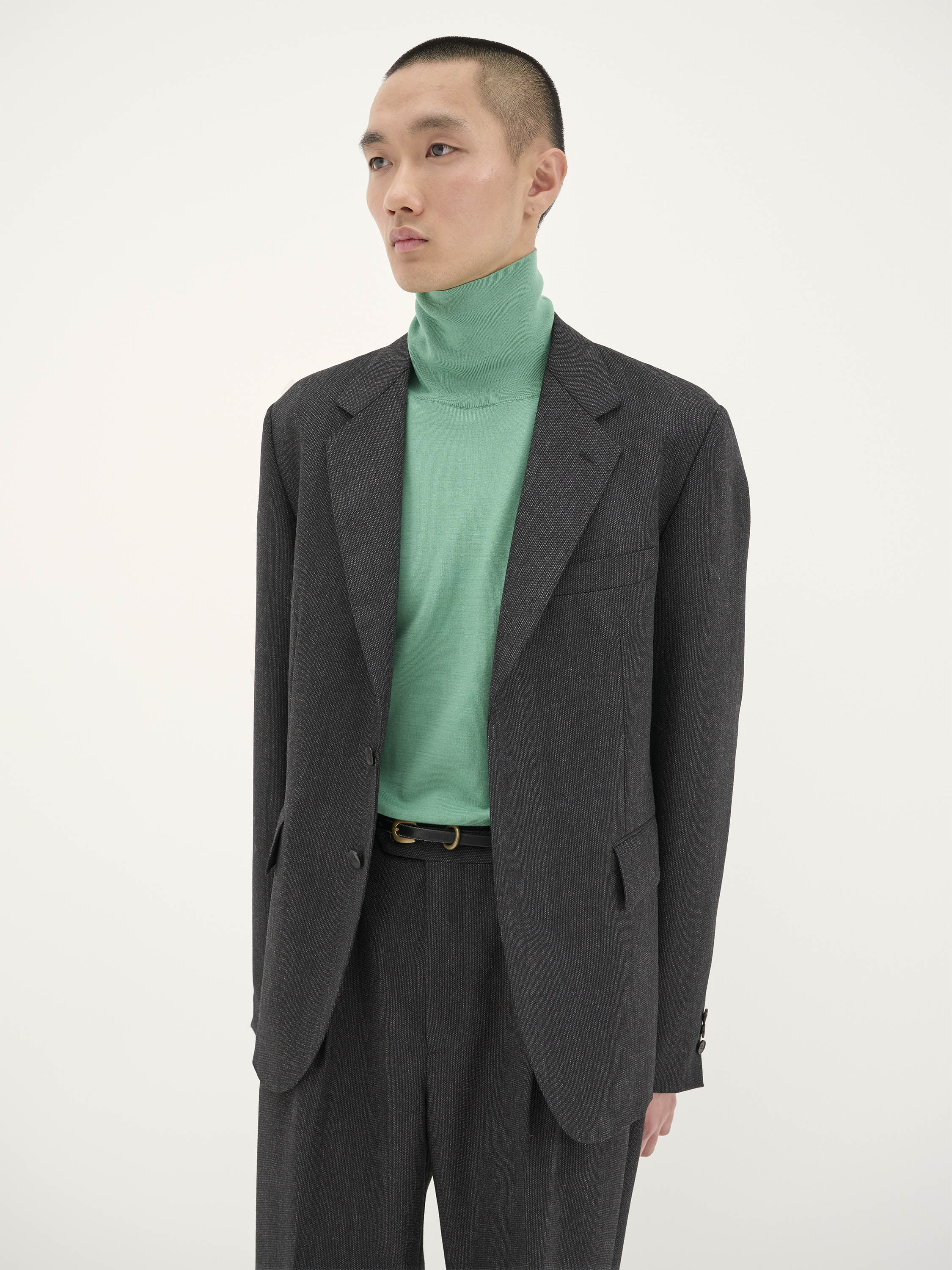 Bluefaced Wool Dobby Over Jacket Charcoal - Image 8
