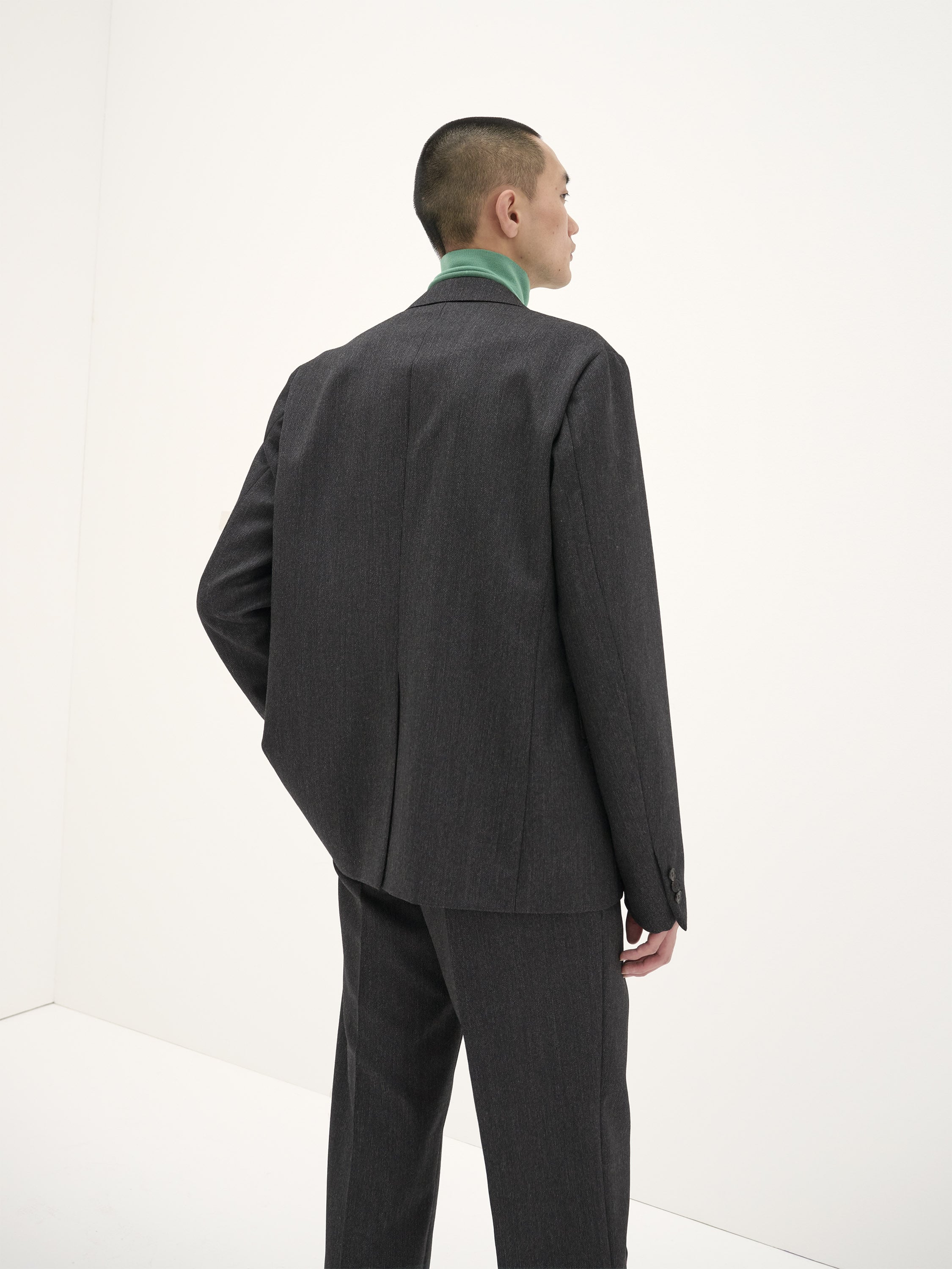 Bluefaced Wool Dobby Over Jacket Charcoal - Image 9