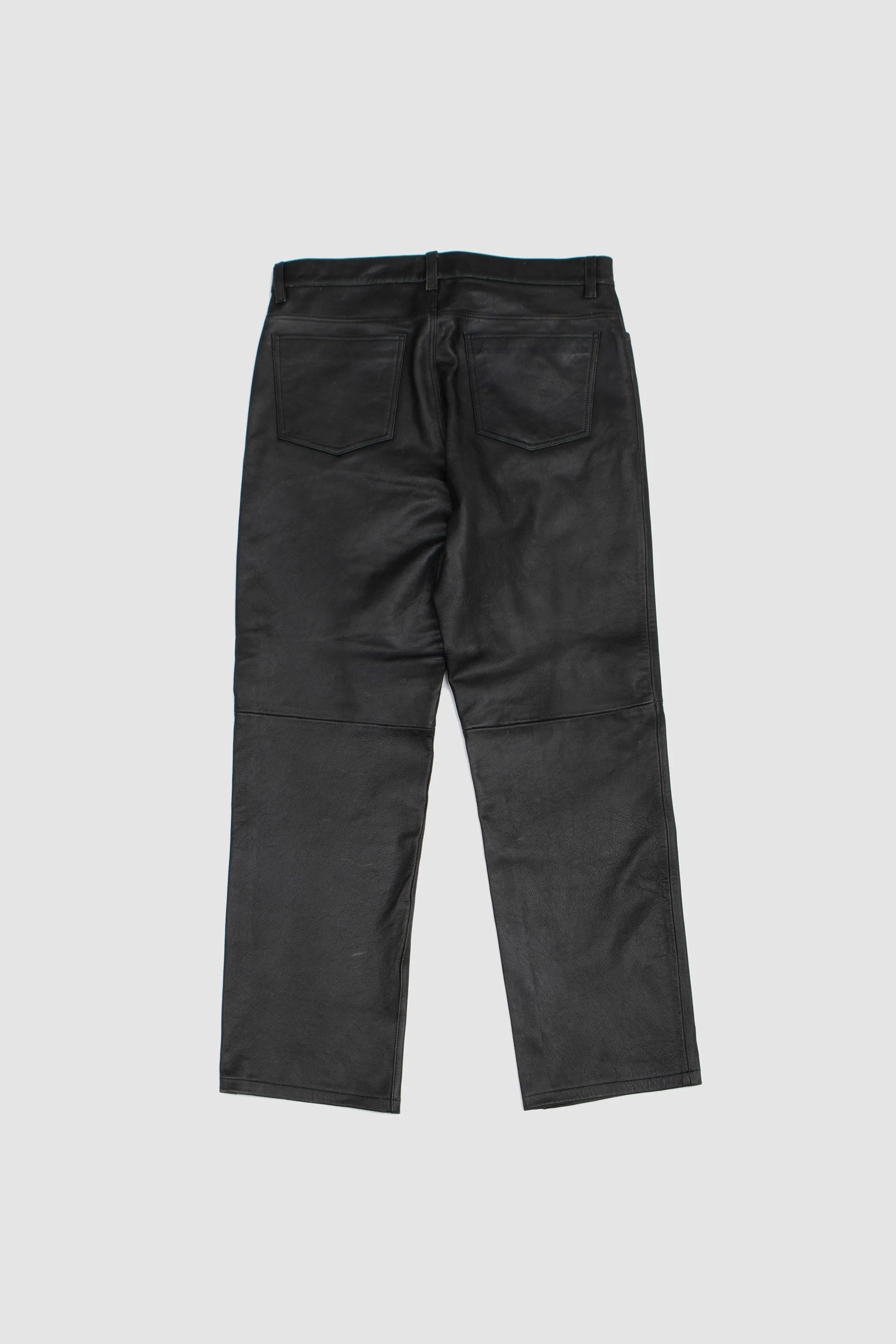 5 Pocket Distress Leather Trousers Black - Image 9