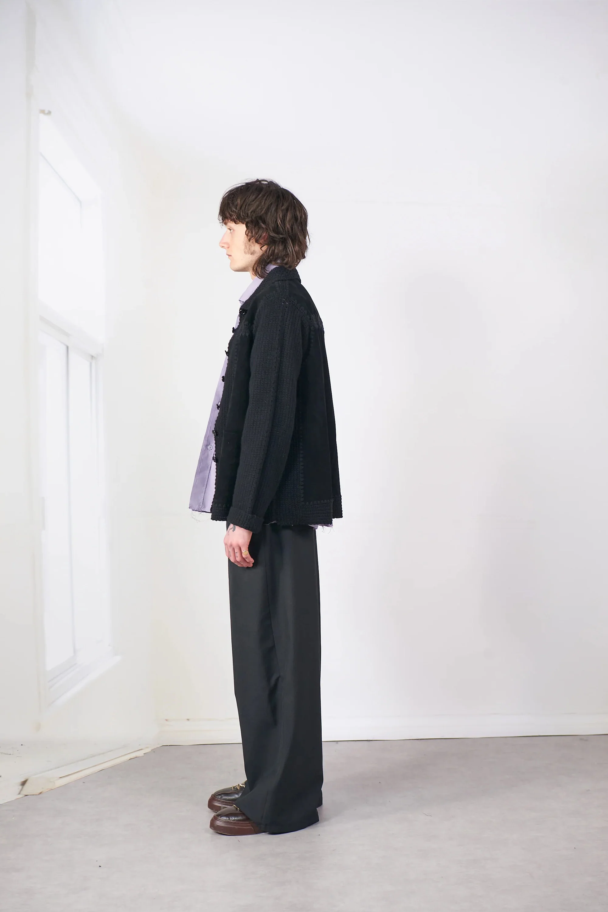 Crochet/Suede Jacket Black - Image 3
