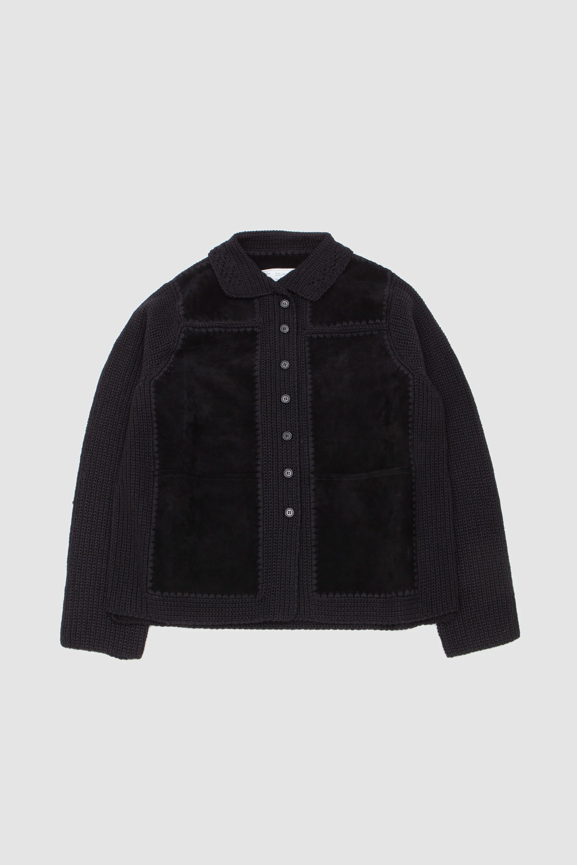 Crochet/Suede Jacket Black - Image 4