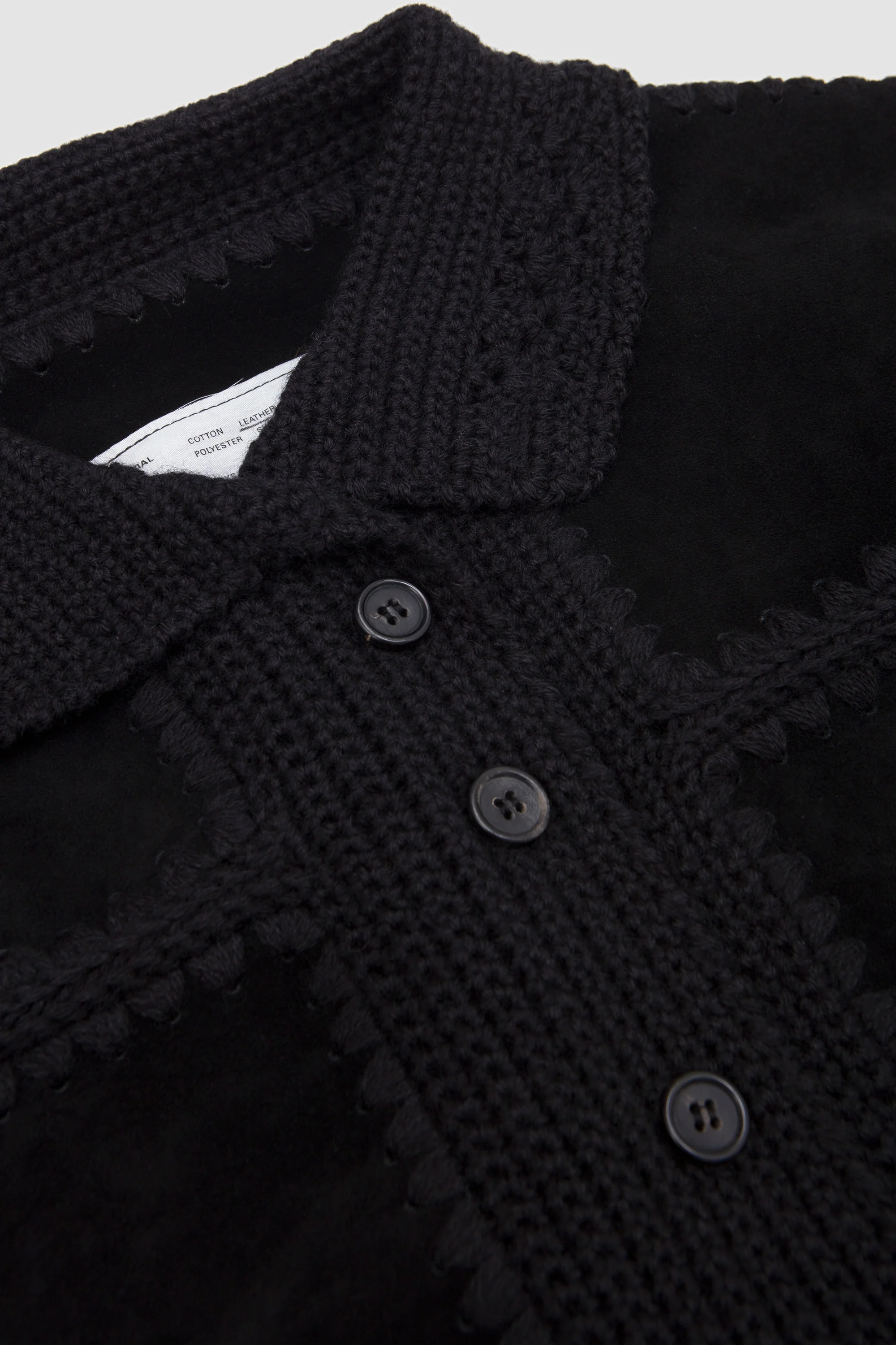 Crochet/Suede Jacket Black - Image 5