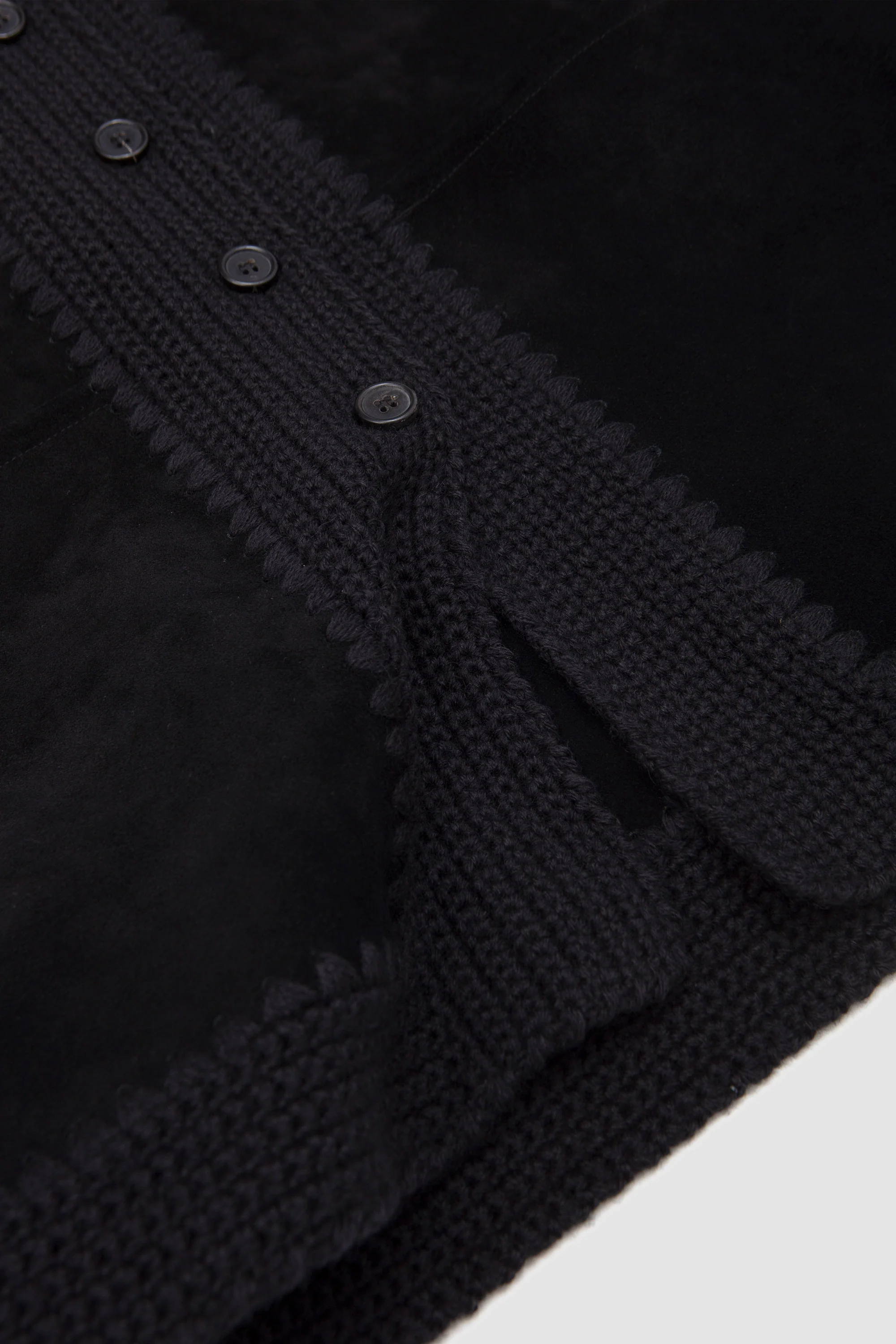 Crochet/Suede Jacket Black - Image 7