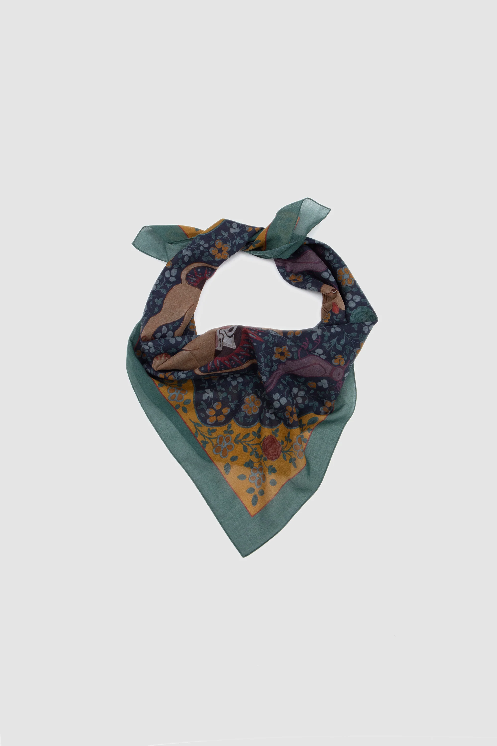 Bandana Ispahan Folk Pattern Green - Image 3