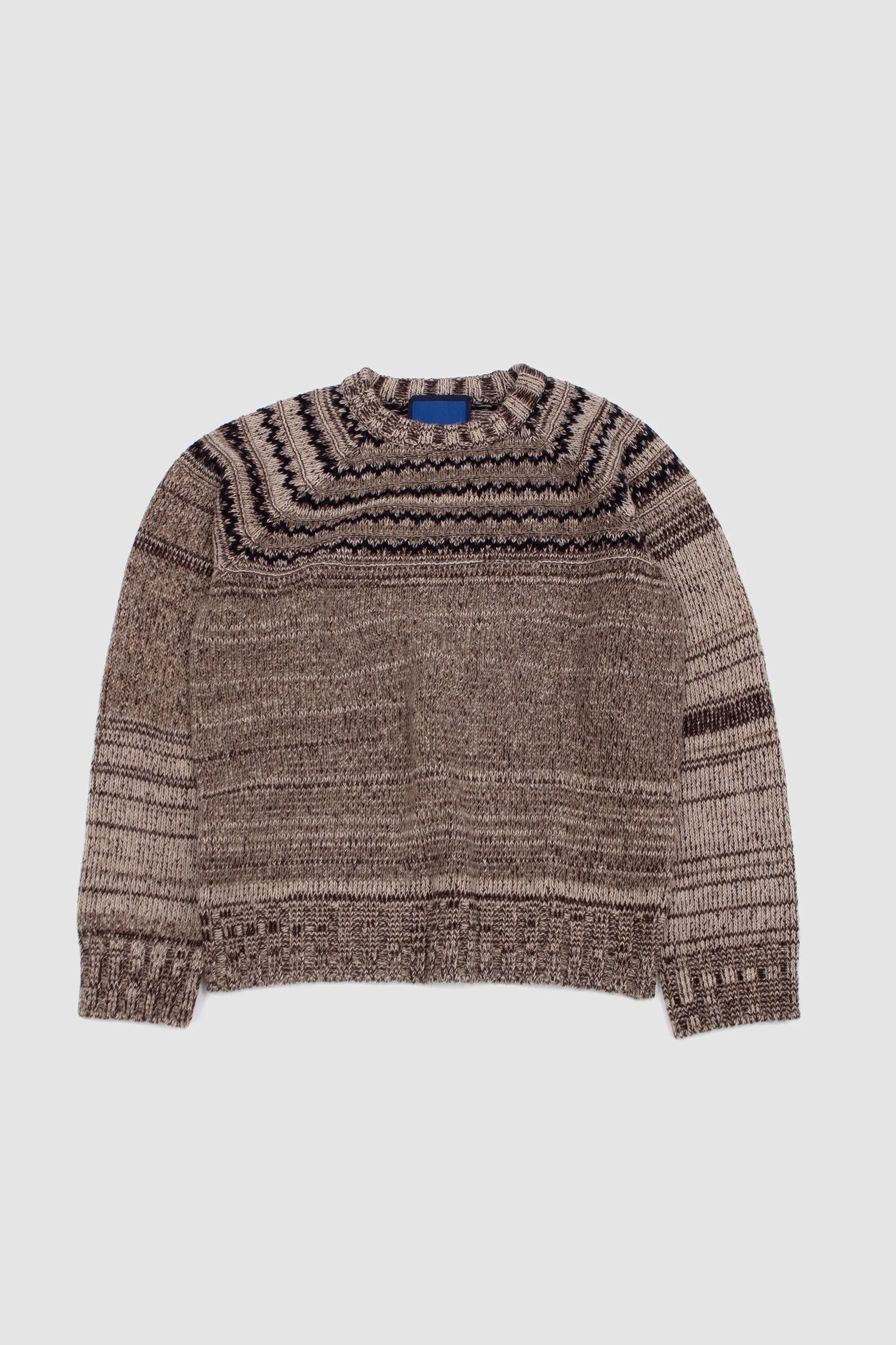 Shetland Wool Tweed Sweater Brown - Image 2