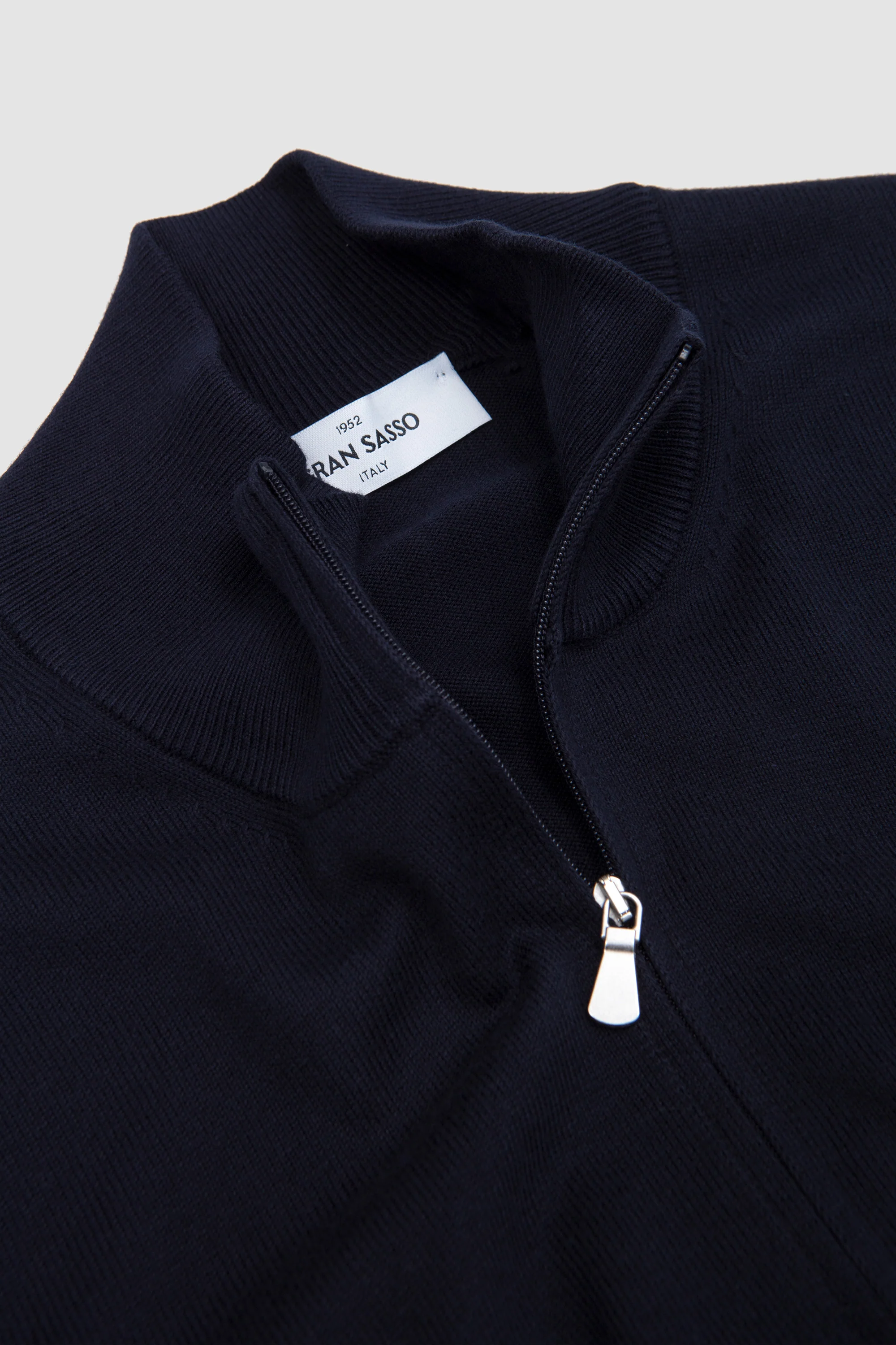 Egyption Cotton Half Zip Mock Neck Sweater Navy - Image 3