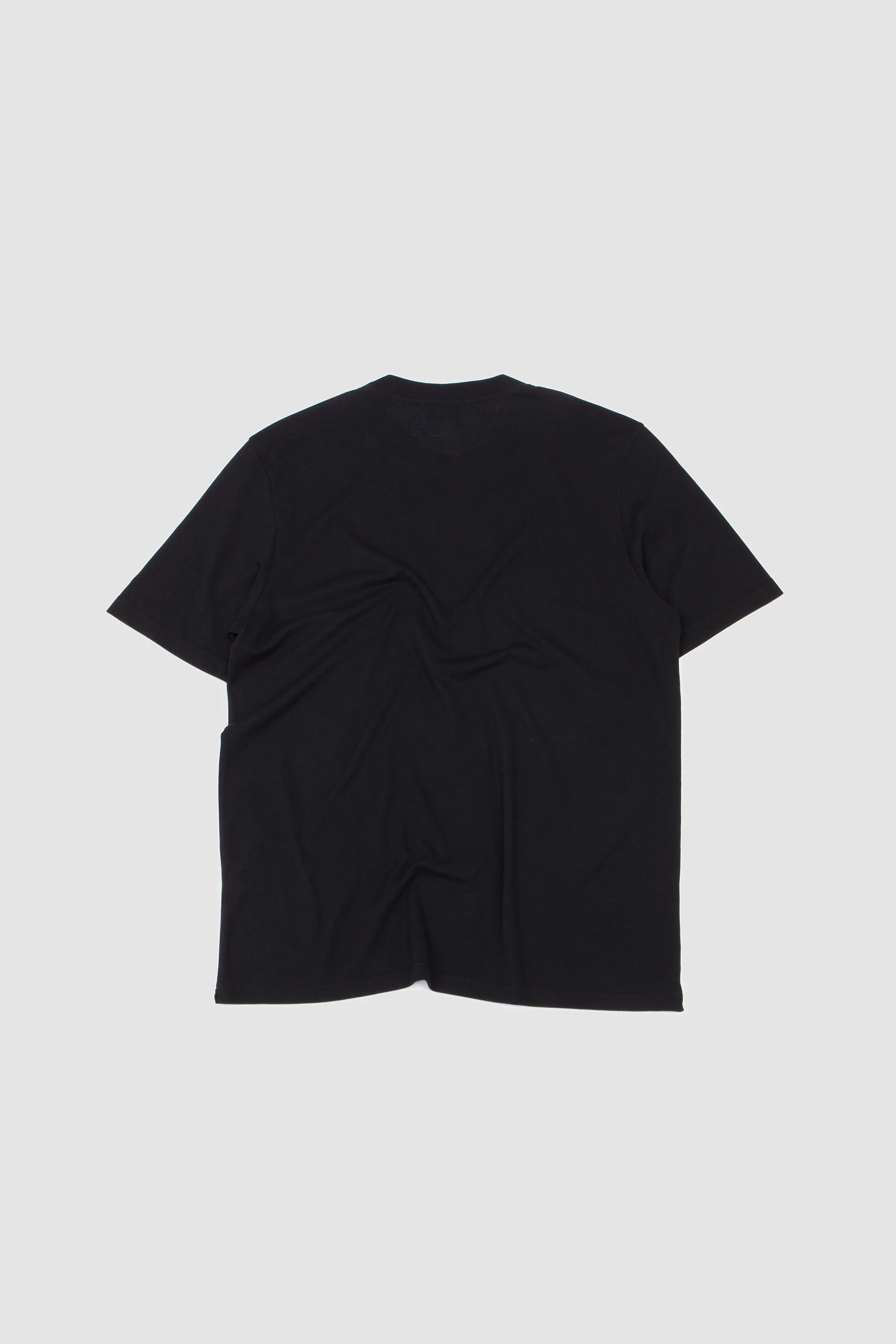 Textured Cotton Crew Neck T-Shirt Black - Image 5