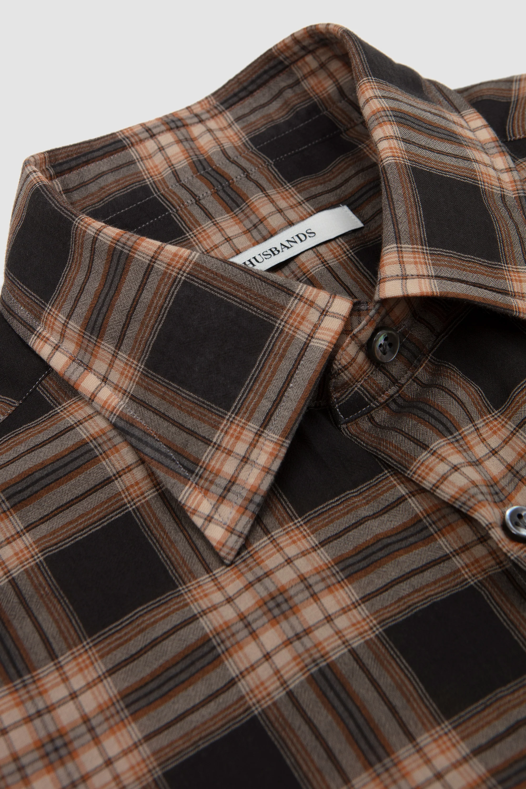 Classic Collar Shirt Dark Taupe/ Beige Plaid - Image 3