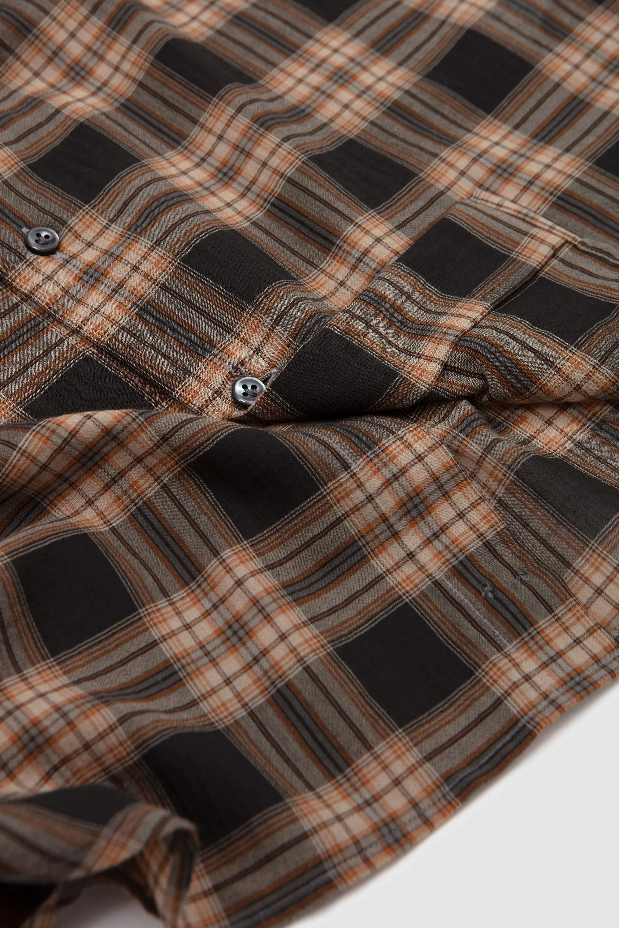 Classic Collar Shirt Dark Taupe/ Beige Plaid - Image 4