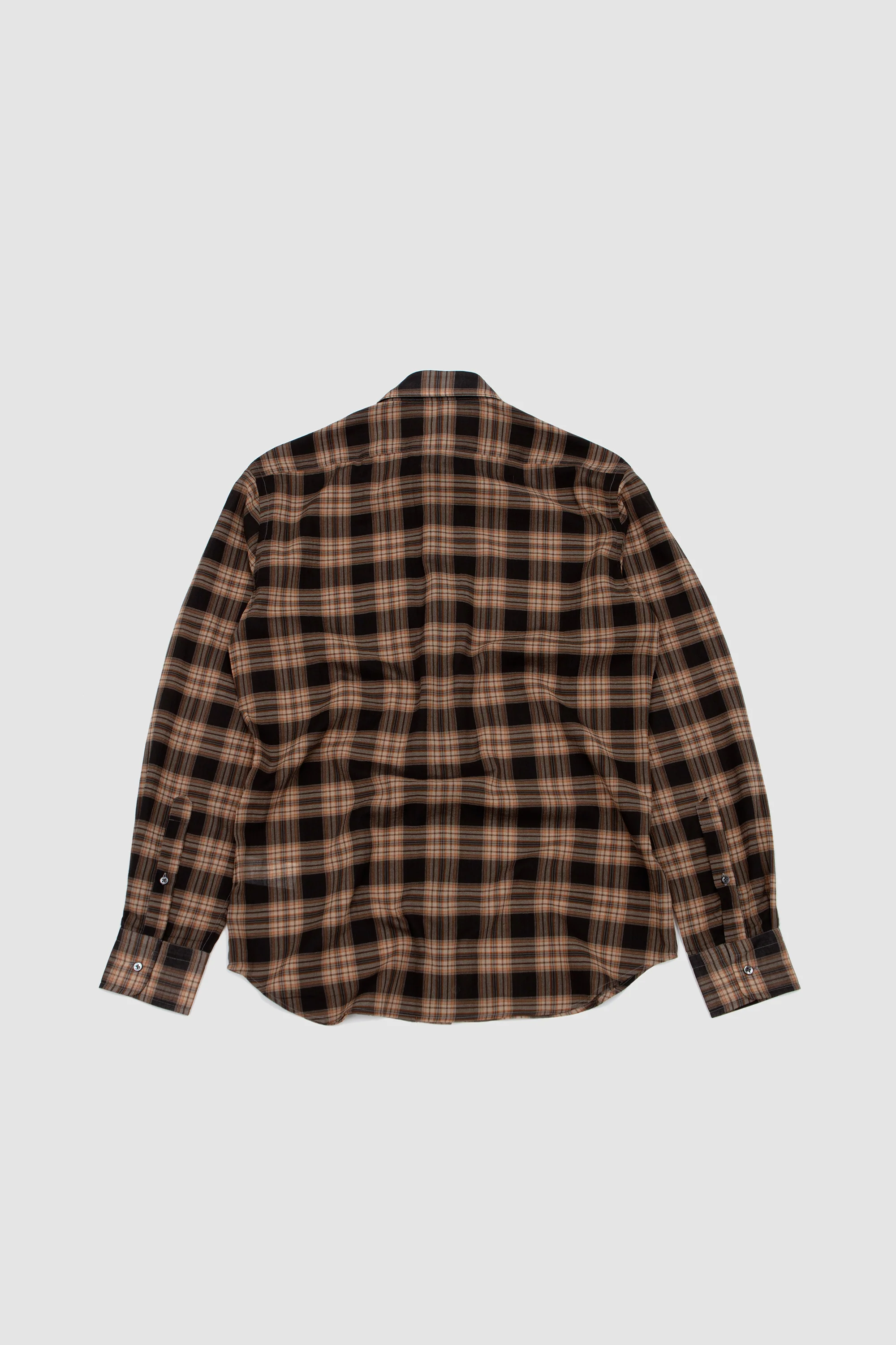 Classic Collar Shirt Dark Taupe/ Beige Plaid - Image 5