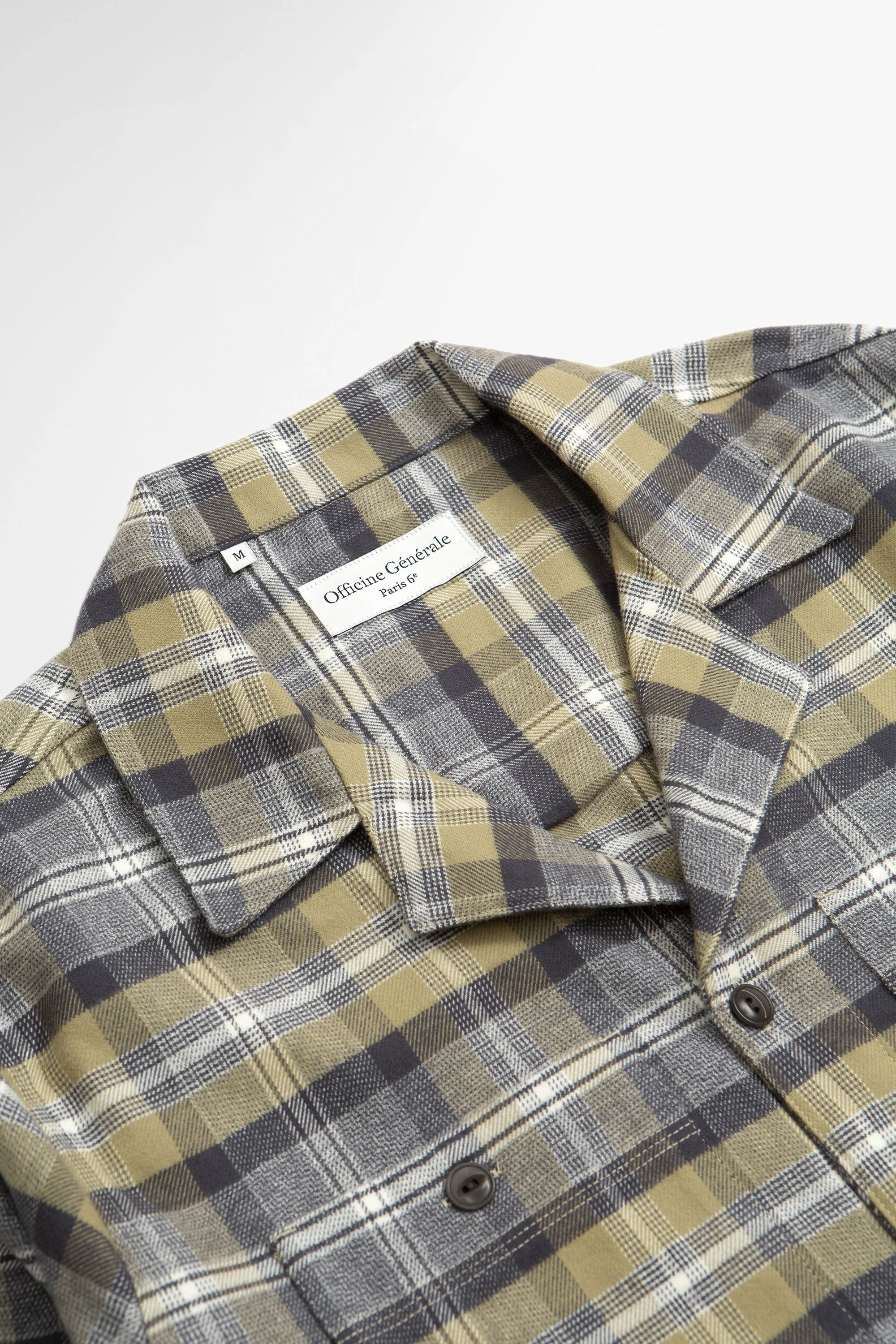 Jude Soft Cotton Overshirt Olive/Navy/White - Image 4