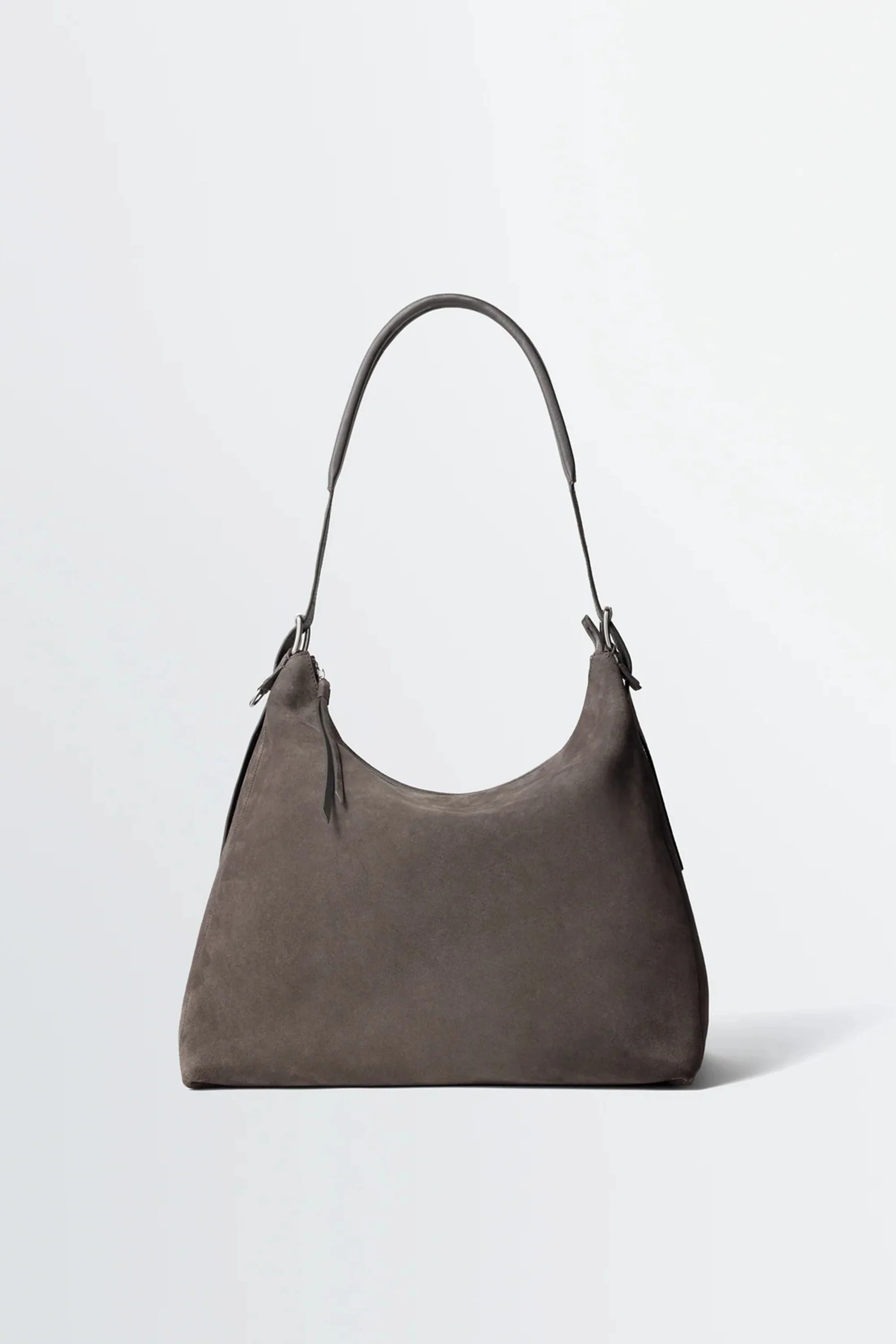 Belted Hobo Bag In Suede Leather Mink - Image 2