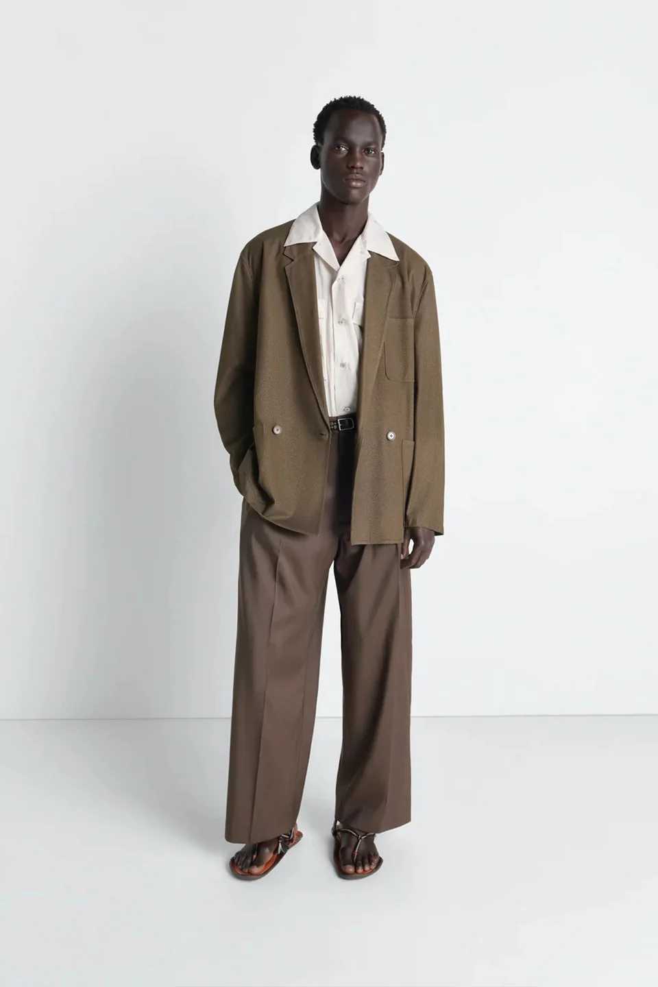 DB Leather Tailored Jacket Thyme - Image 3
