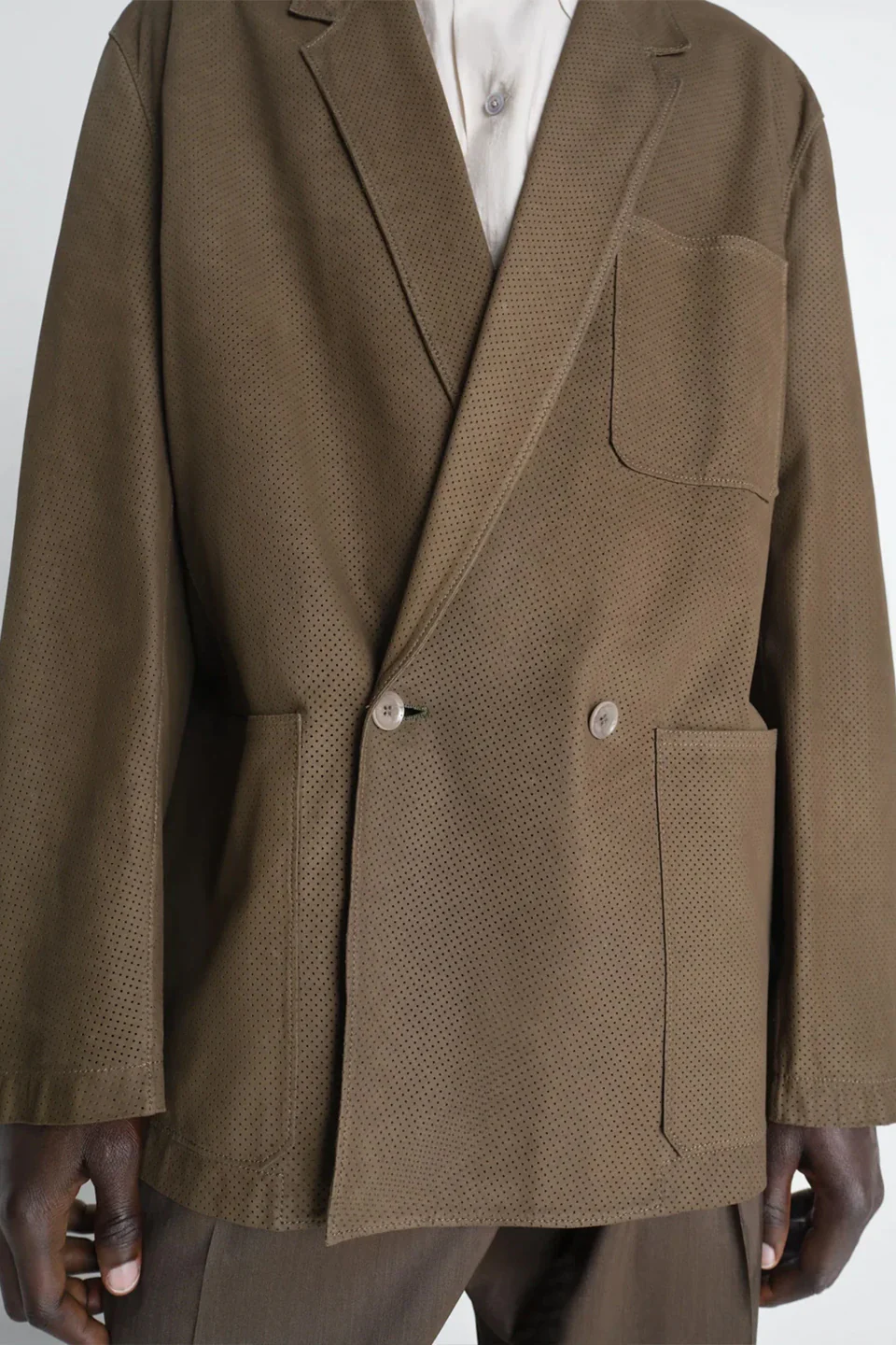DB Leather Tailored Jacket Thyme - Image 4