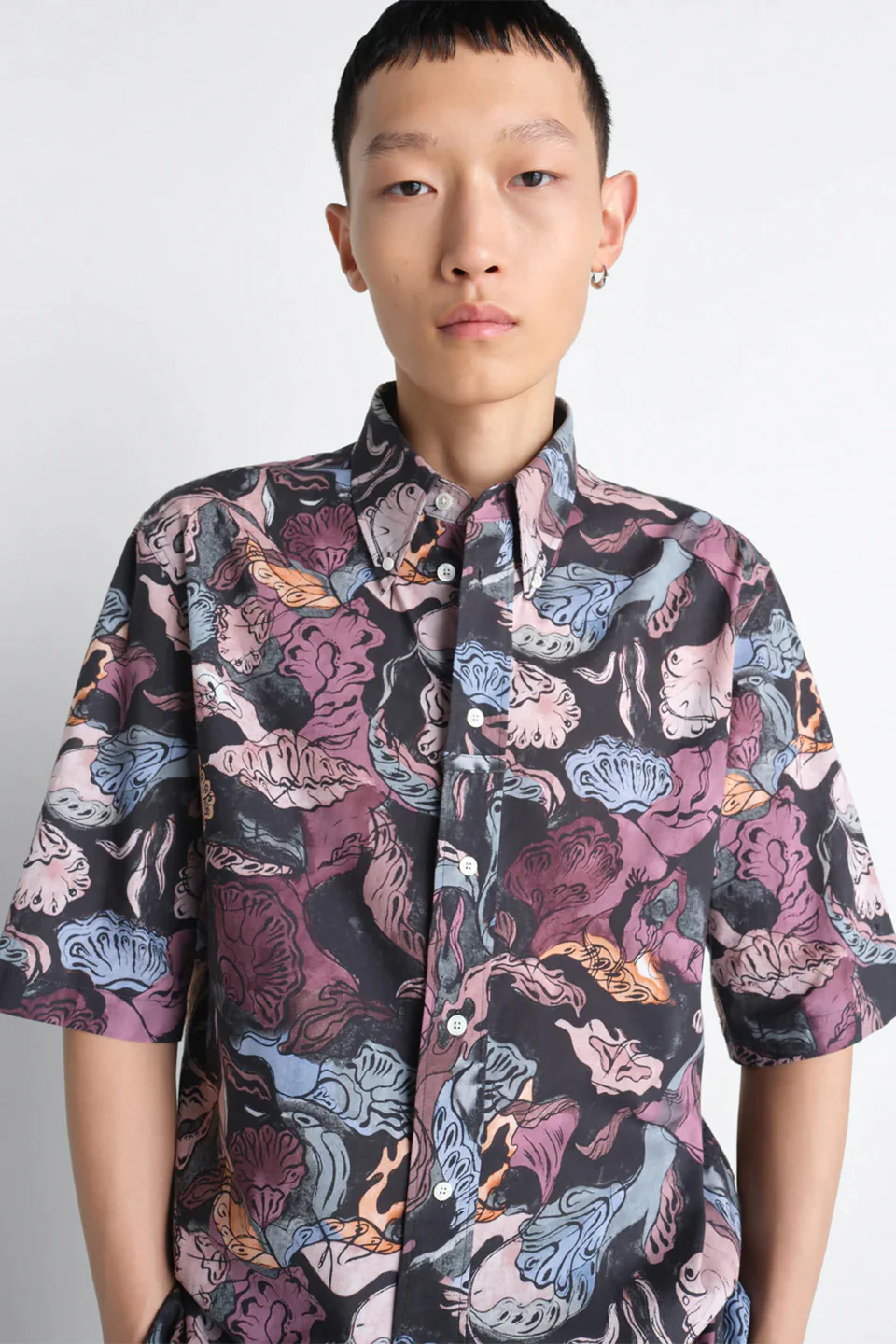 Short Sleeve Shirt Floral Black/ Plum - Image 3
