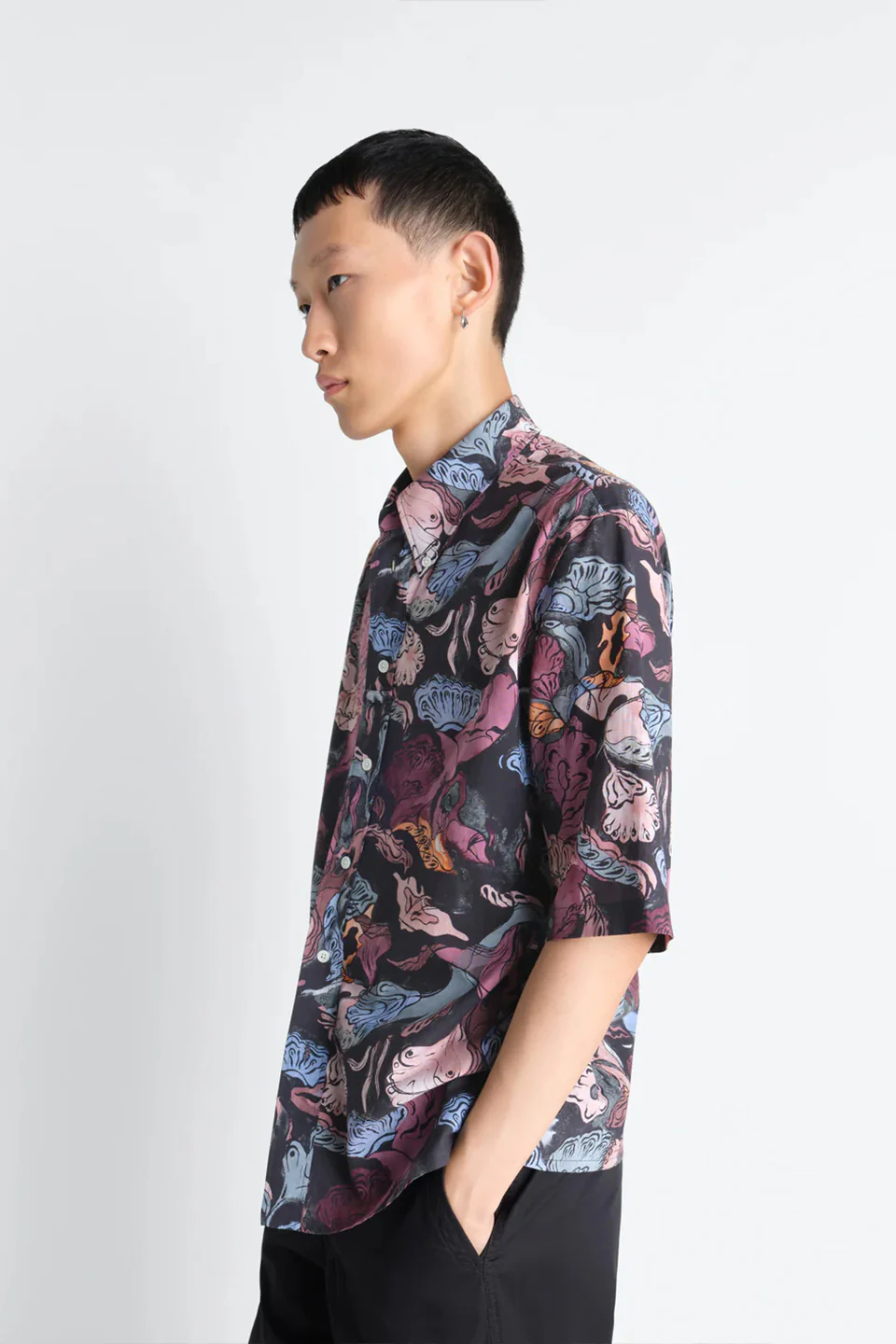 Short Sleeve Shirt Floral Black/ Plum - Image 5