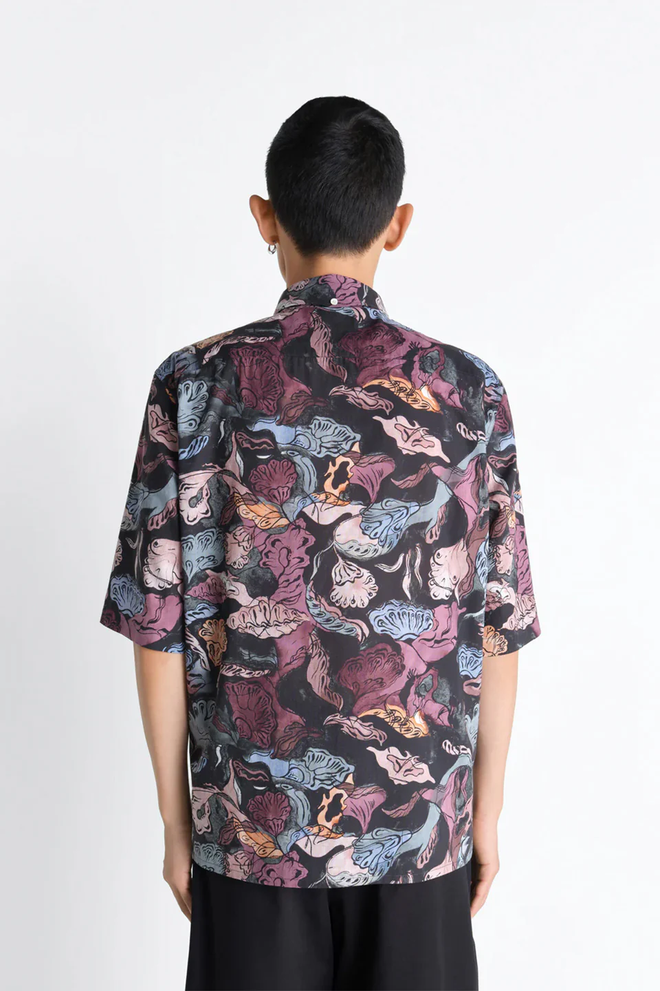 Short Sleeve Shirt Floral Black/ Plum - Image 6