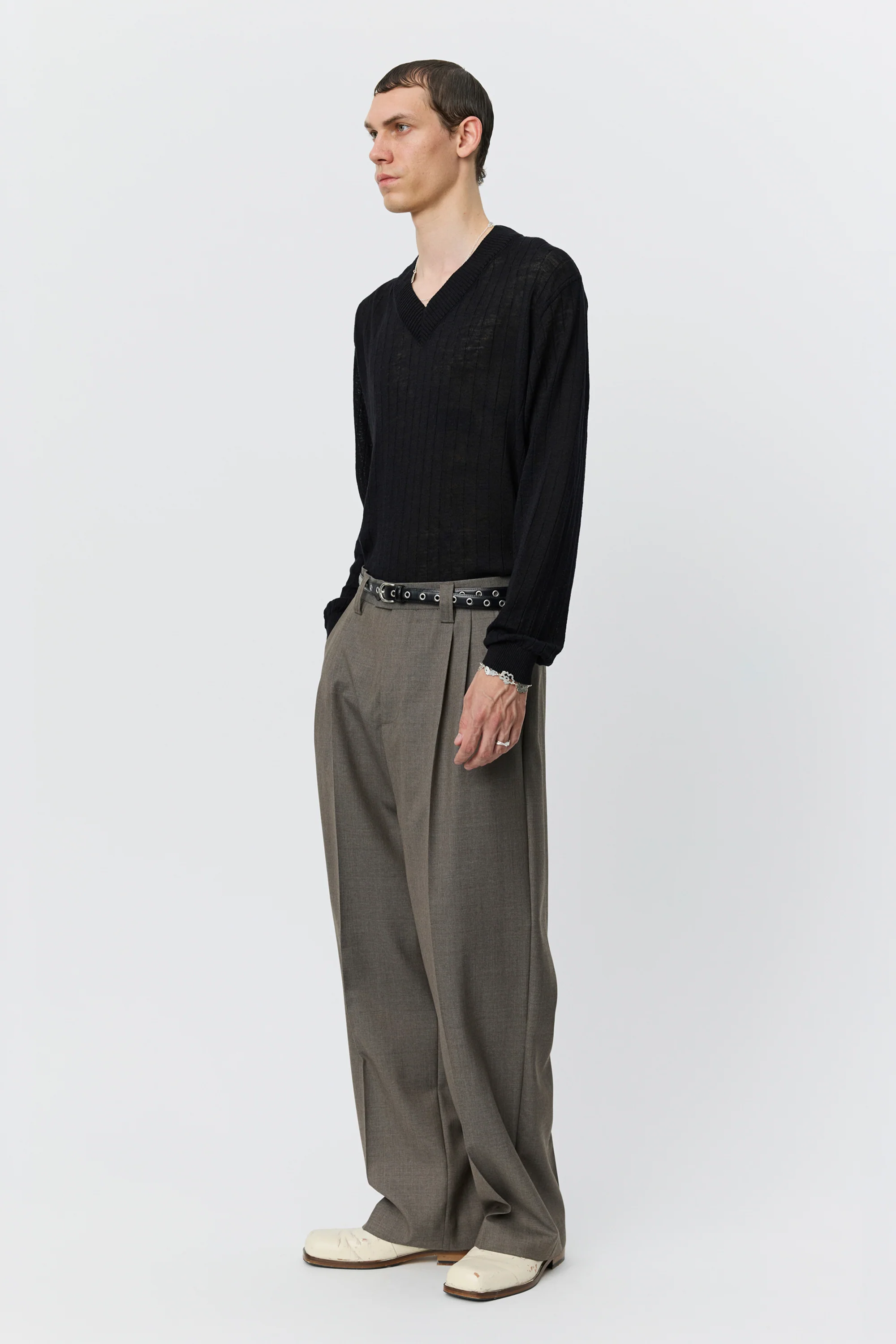 Classic Trousers Light Taupe Wool - Image 3