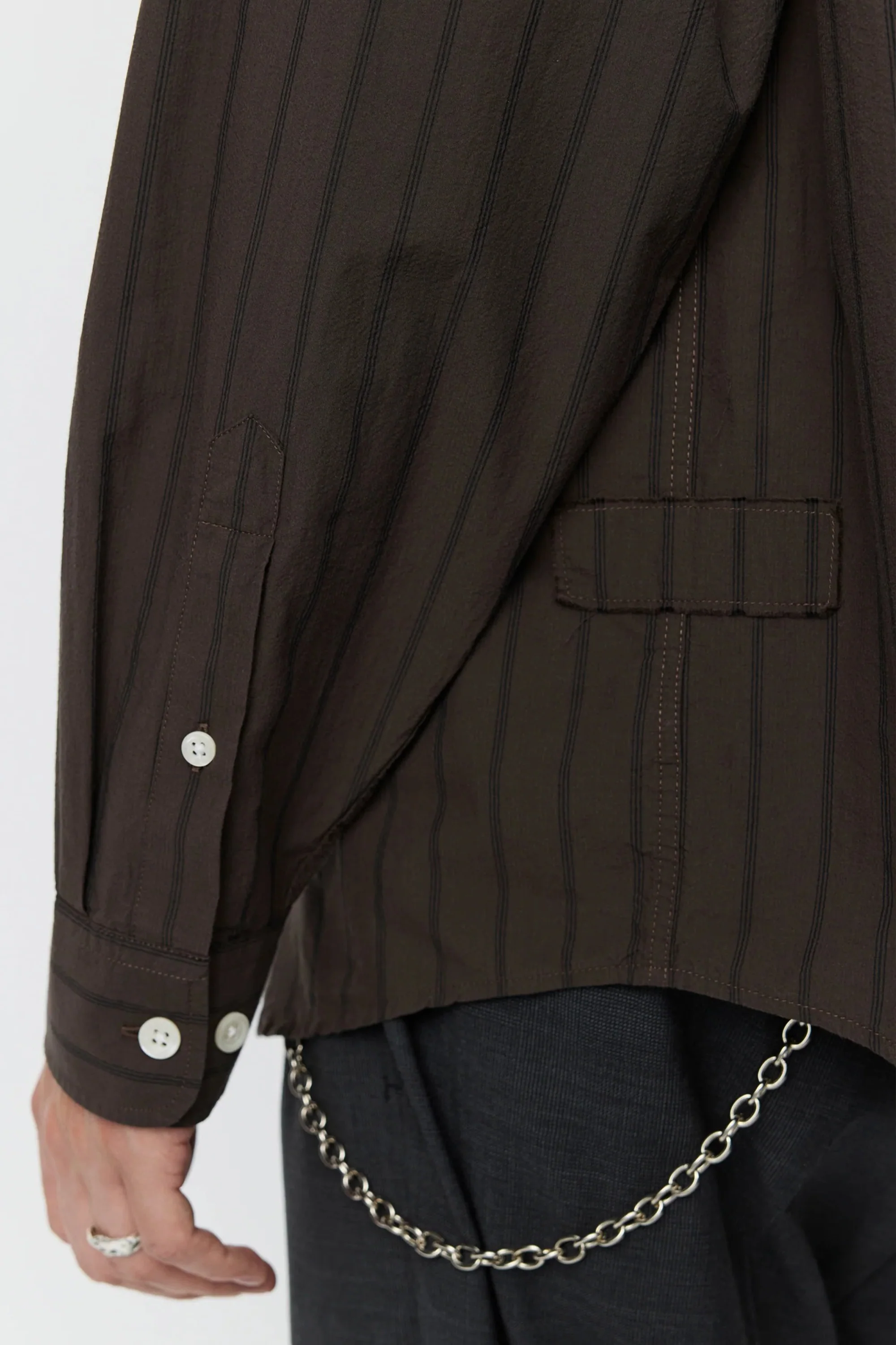 Essay Shirt Dark Brown Triple Stripe - Image 6
