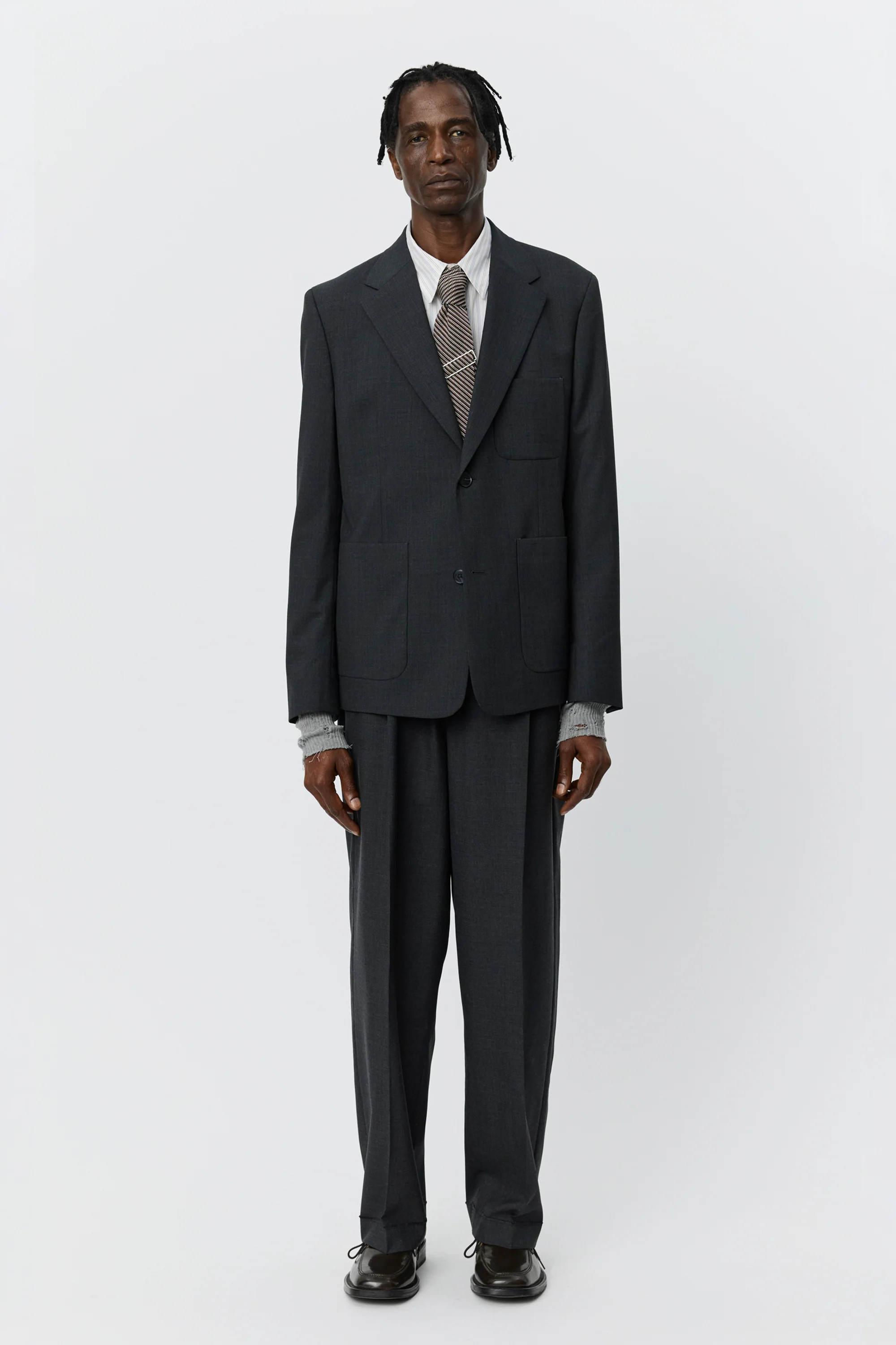 Patch Pocket Blazer Grey Wool - Image 2