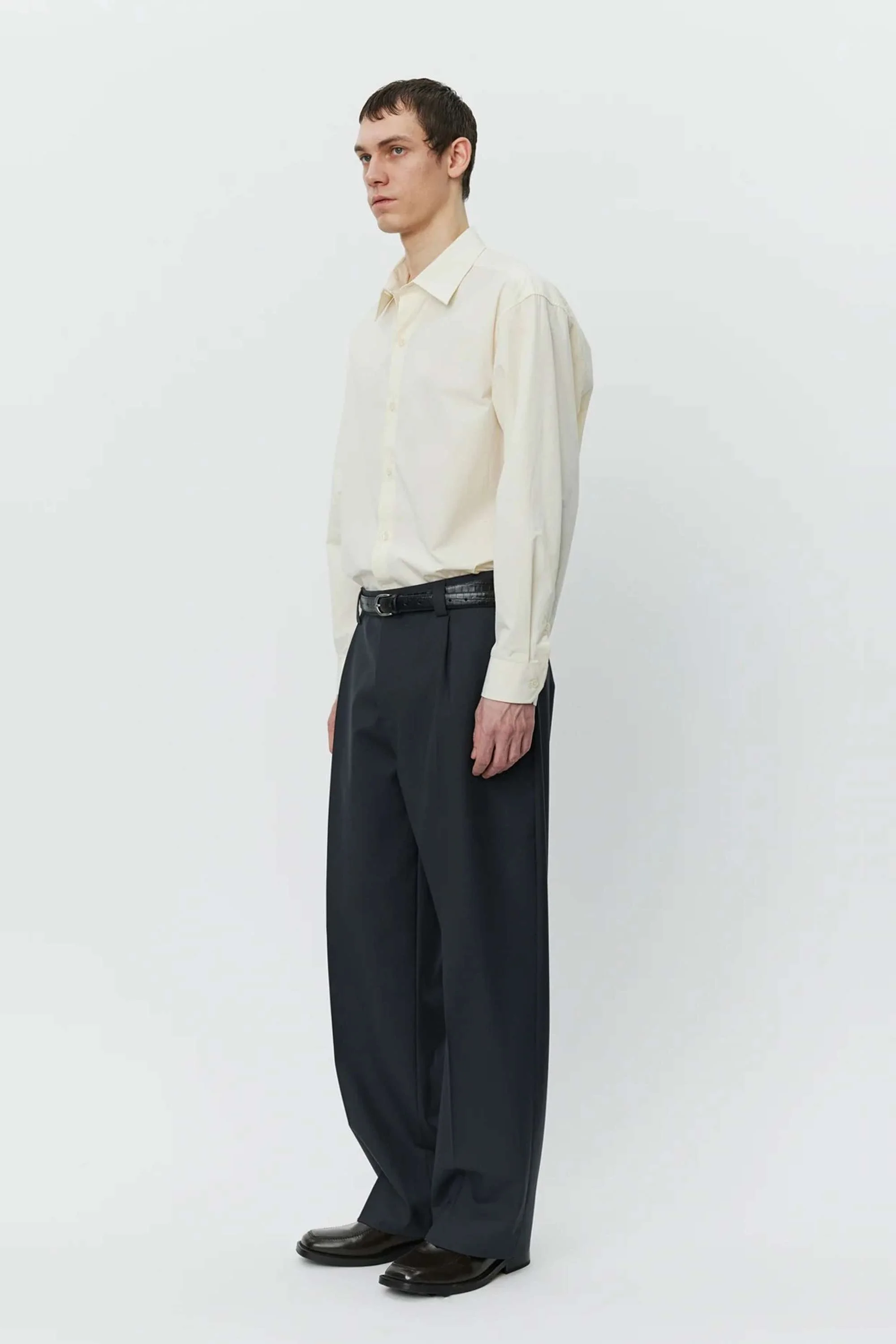 Service Trousers Solid Grey Wool - Image 3