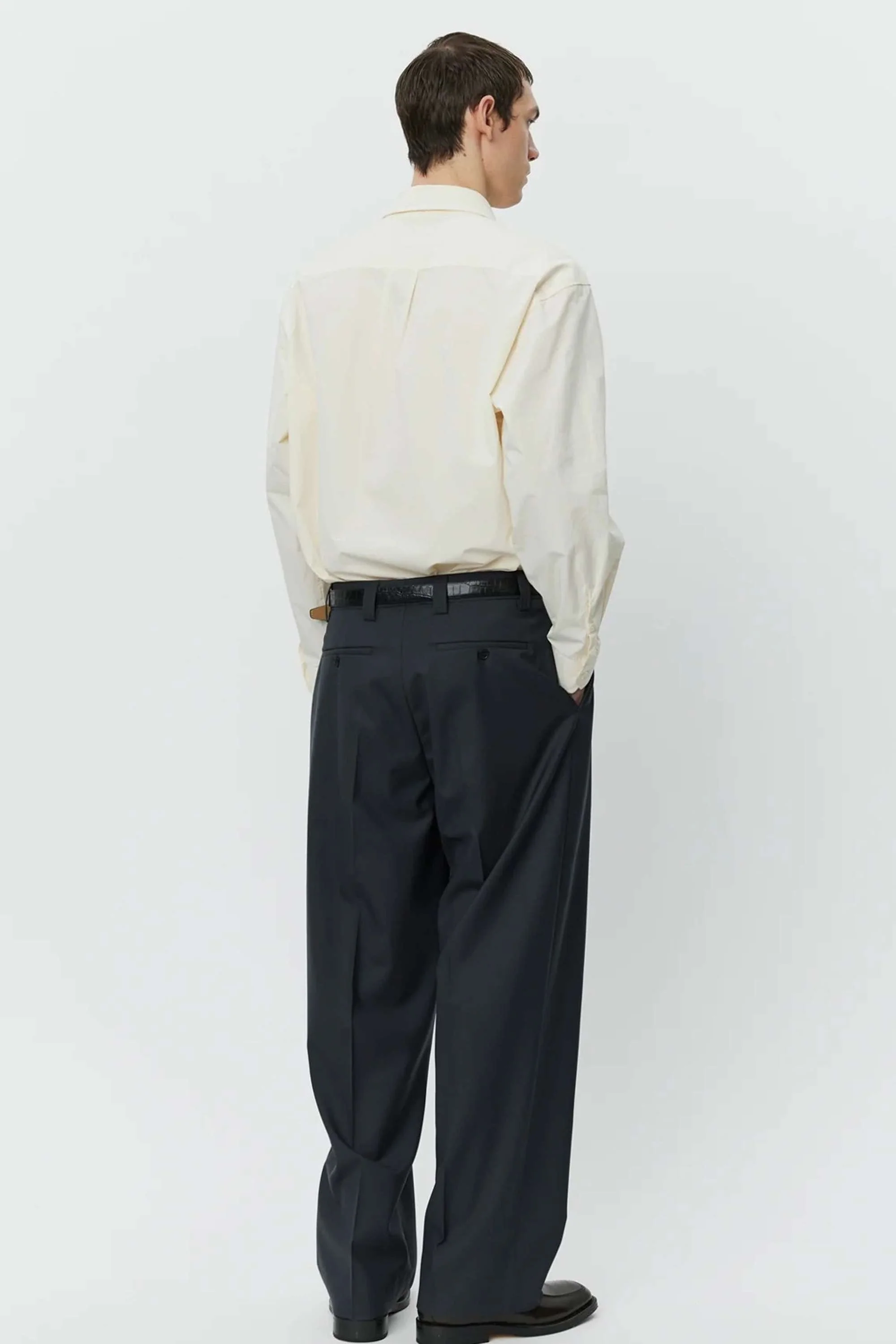 Service Trousers Solid Grey Wool - Image 4