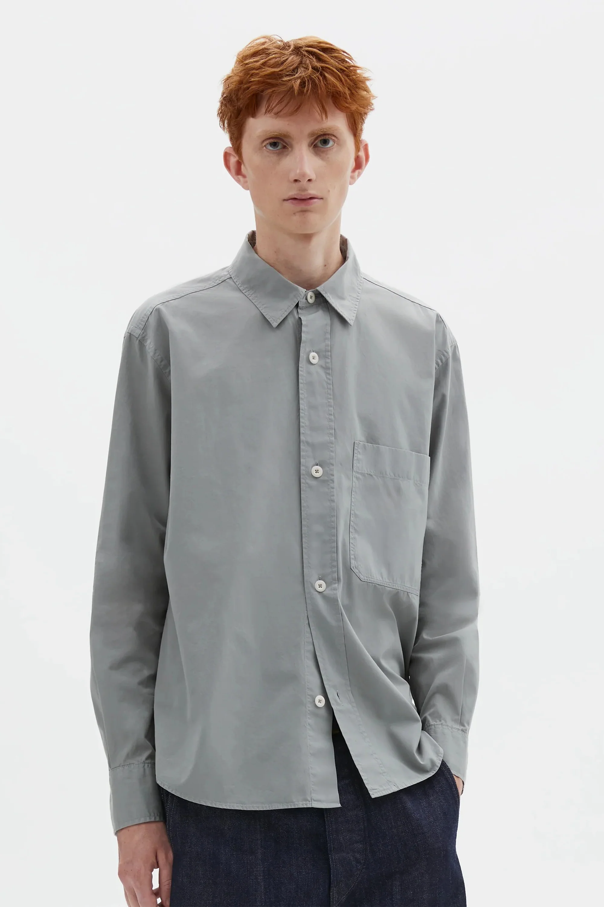 Basic Shirt Compact Cotton Poplin Fog