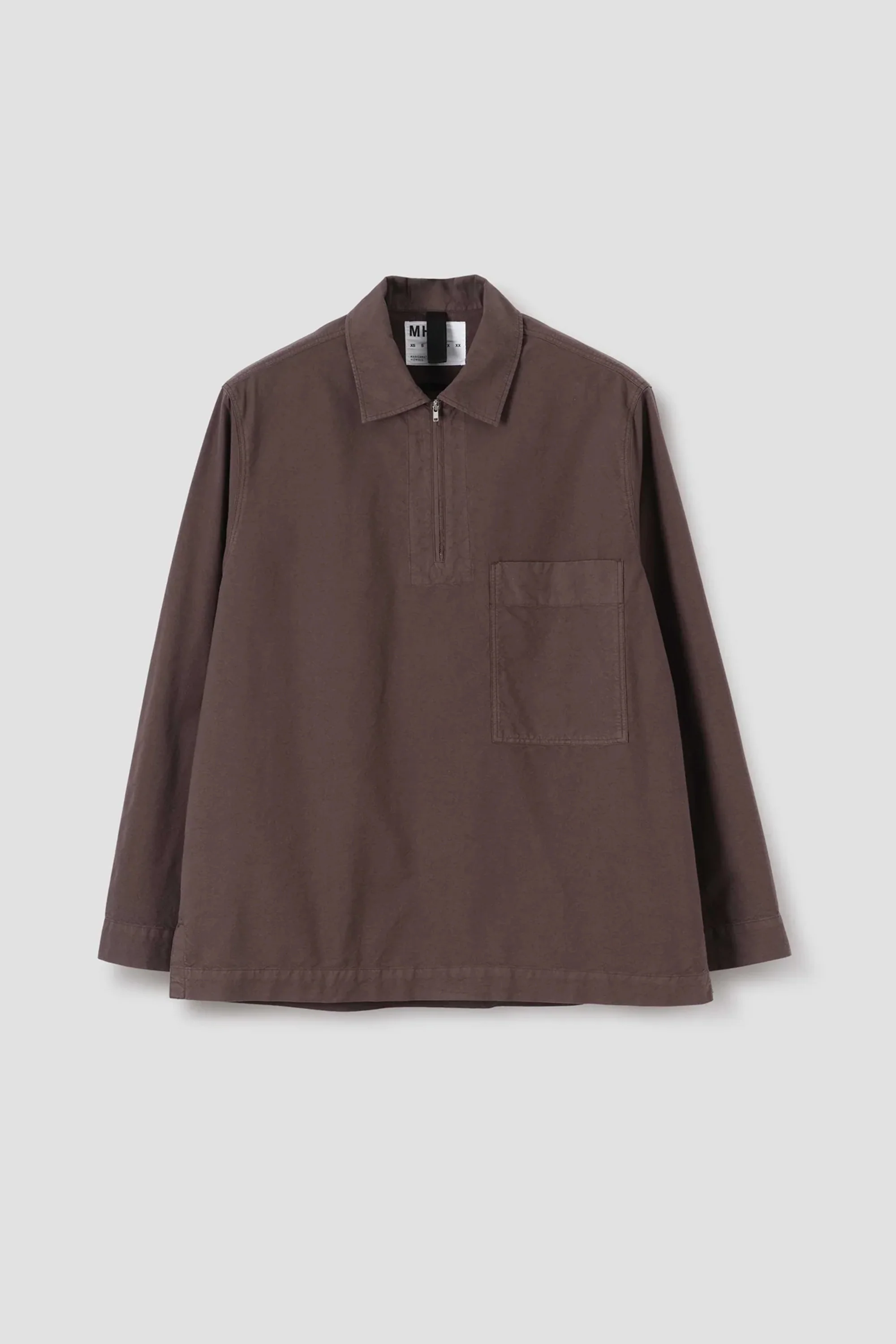 Long Sleeve Half Zip Pull On Shirt Cotton Canvas Shirting Earth - Image 5