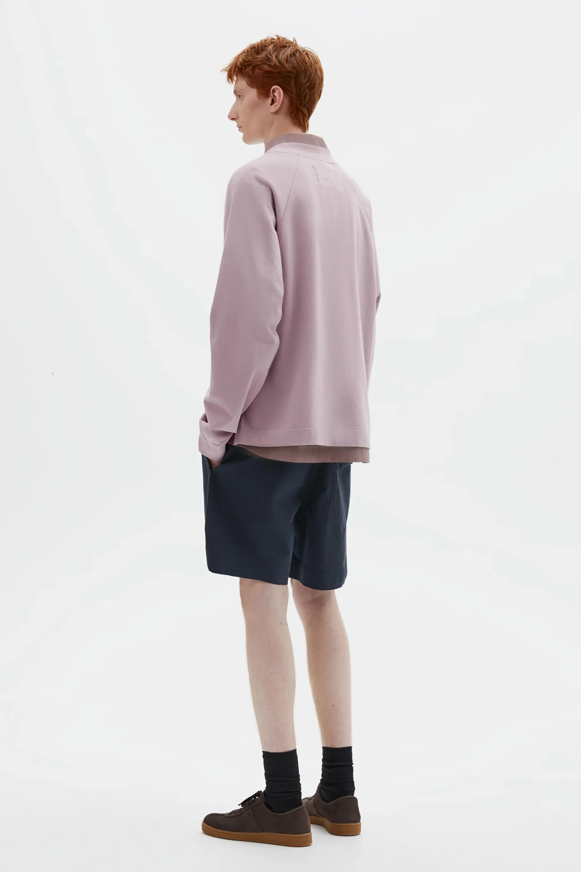 Mock Neck T-Shirt Dry Cotton Jersey Heather - Image 4