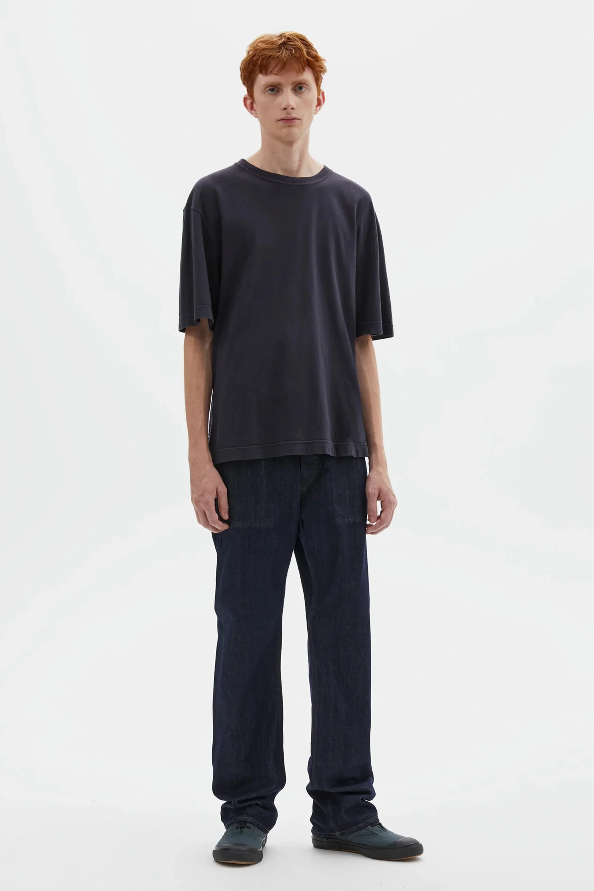 Simple T-Shirt Organic Cotton Linen Jersey Navy - Image 3