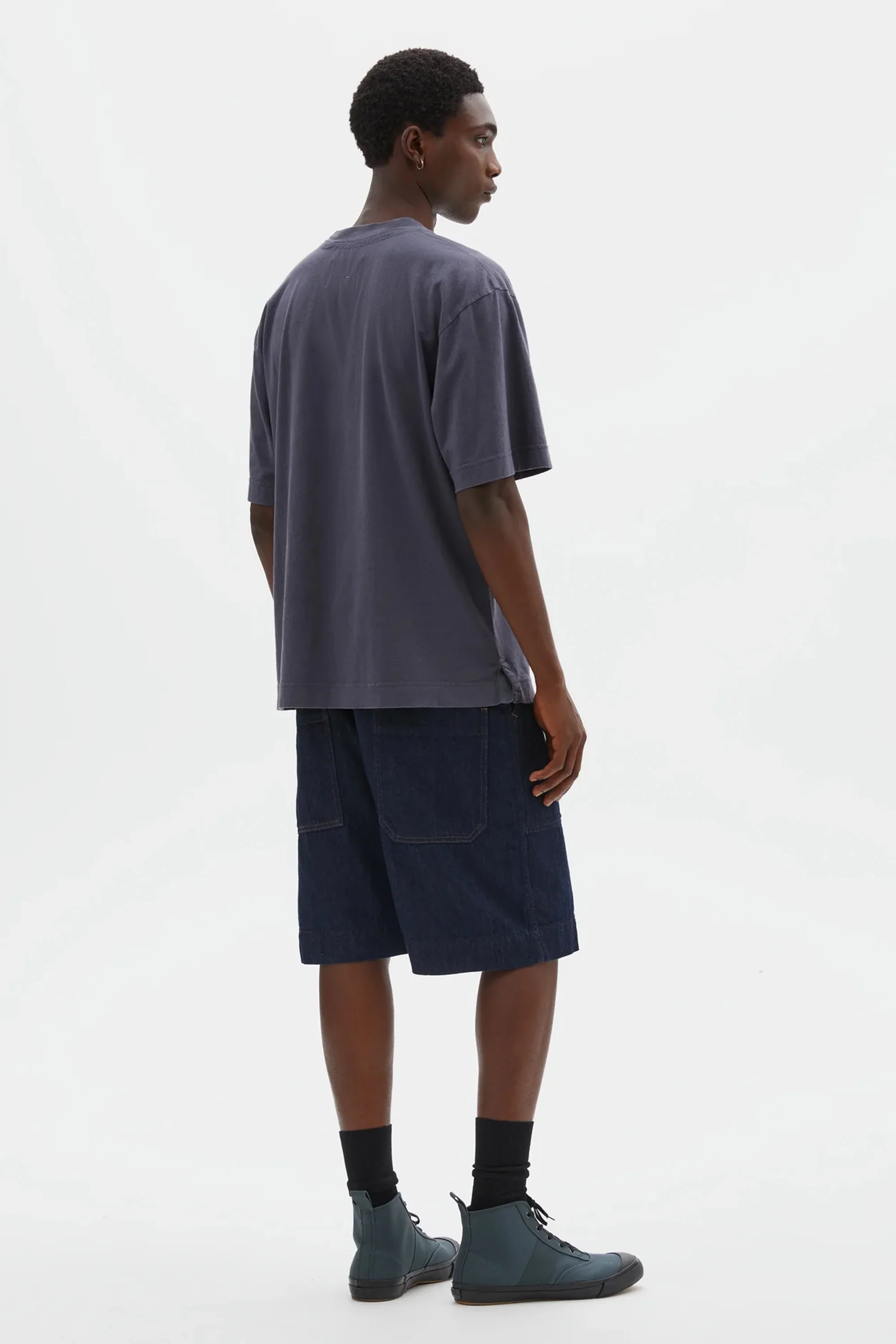 Simple T-Shirt Organic Cotton Linen Jersey Slate Blue - Image 4