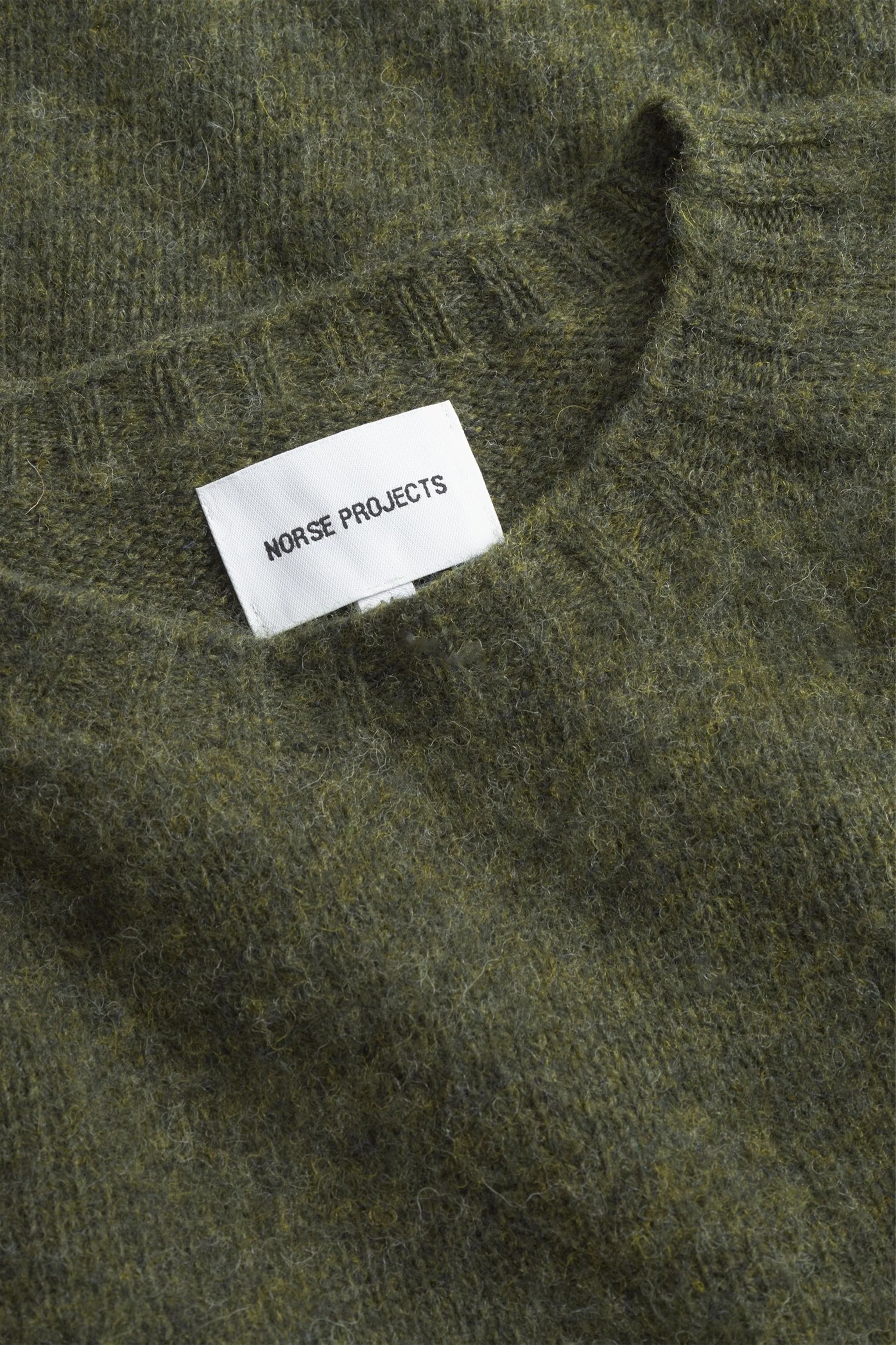 Birnir Brushed Lambswool Sweater Olive Night - Image 6