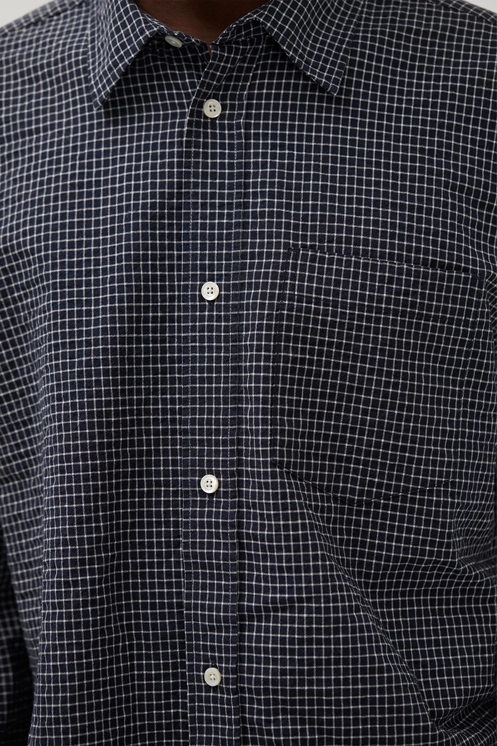 Espevik Check Oversized Shirt Dark Navy - Image 4