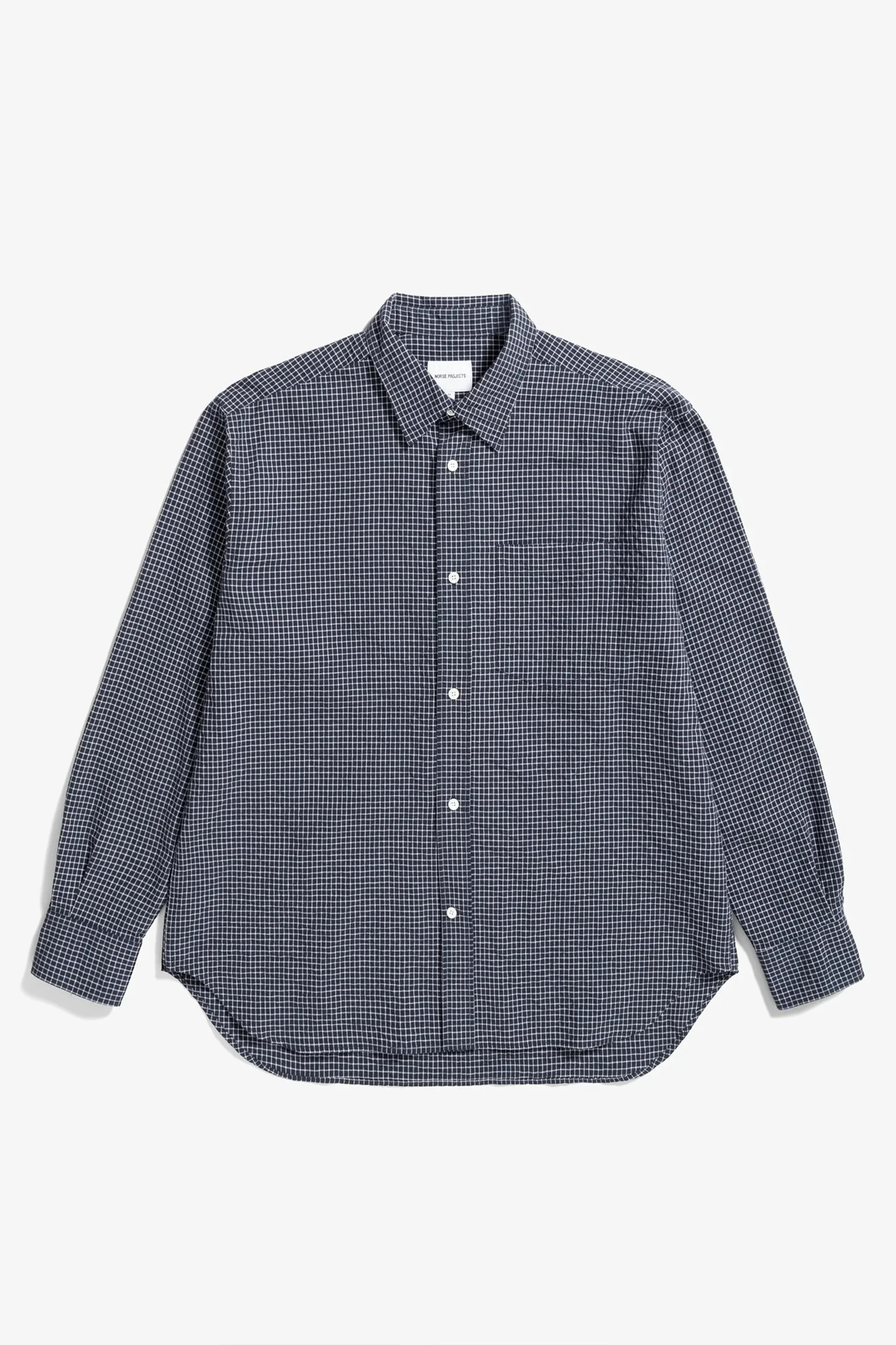 Espevik Check Oversized Shirt Dark Navy - Image 5