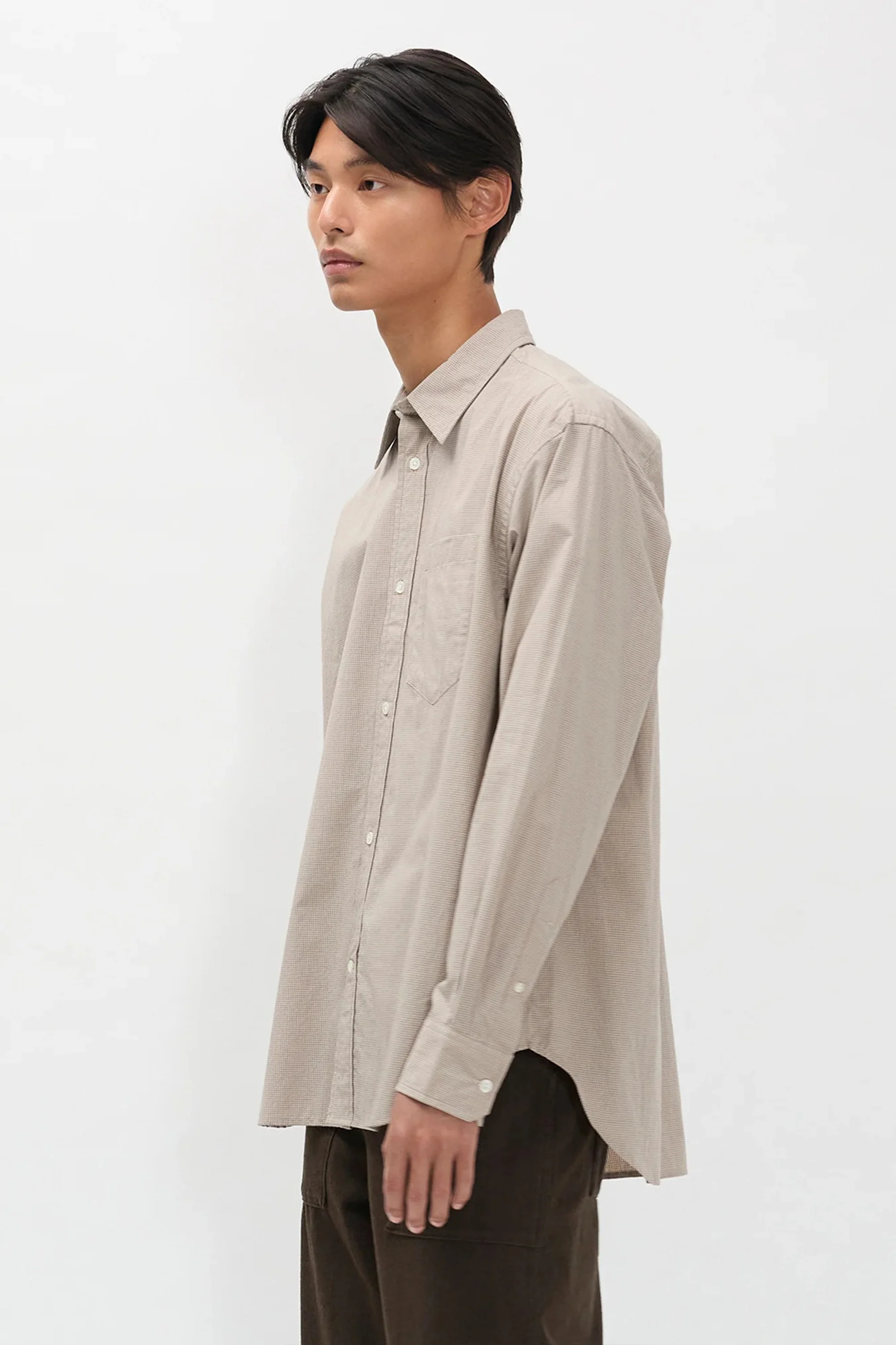 Espevik Oversize Micro Poplin Check Shirt Oatmeal - Image 3