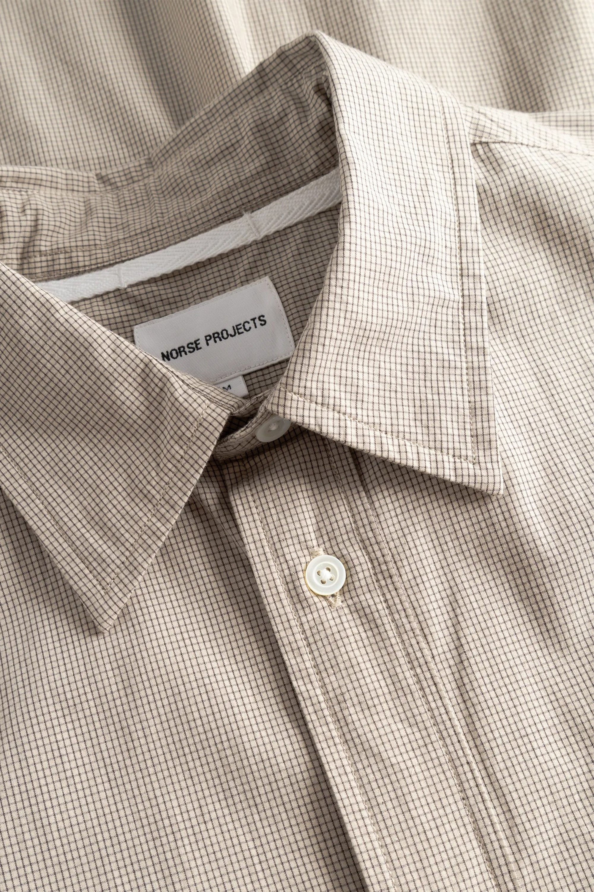 Espevik Oversize Micro Poplin Check Shirt Oatmeal - Image 5
