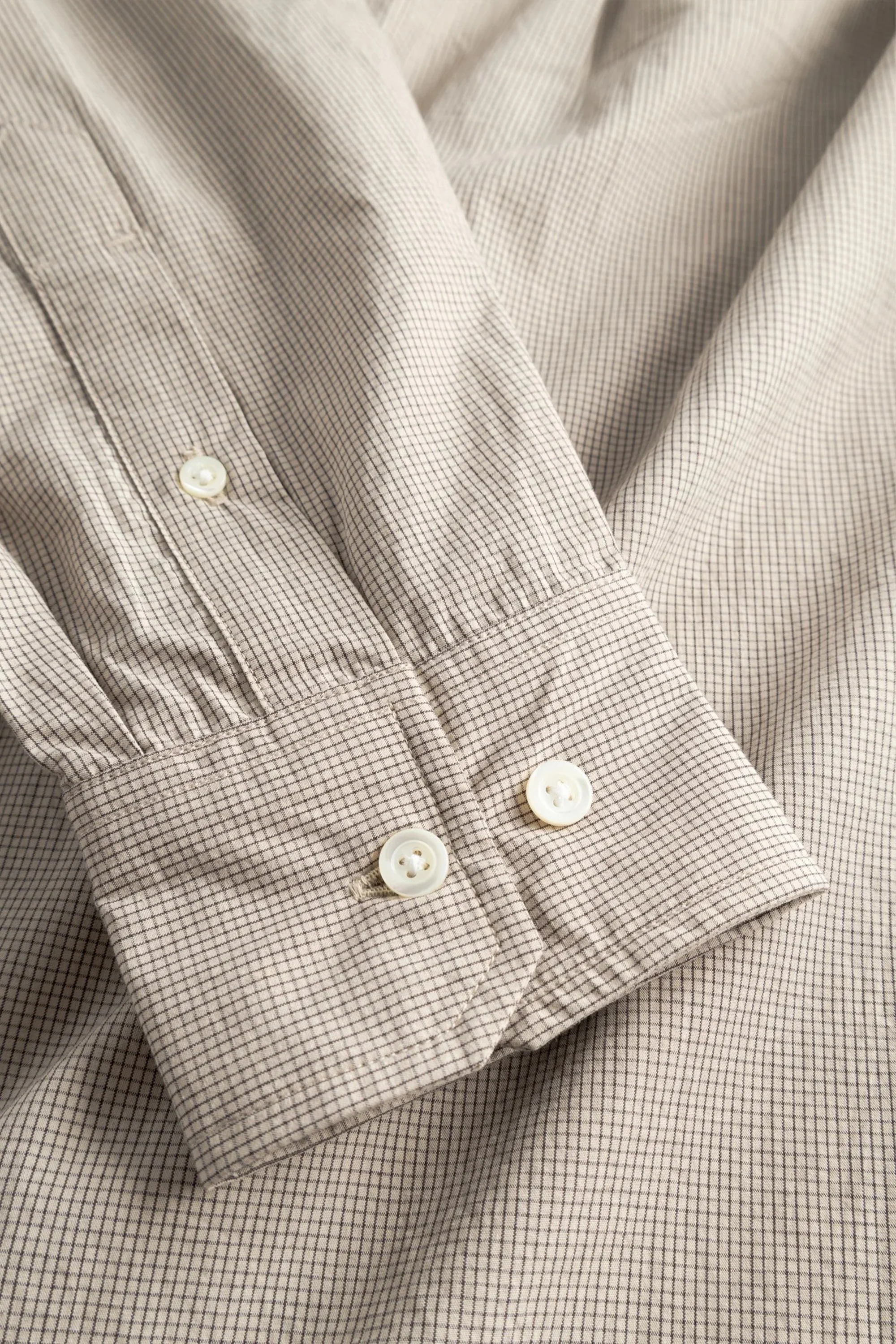 Espevik Oversize Micro Poplin Check Shirt Oatmeal - Image 6